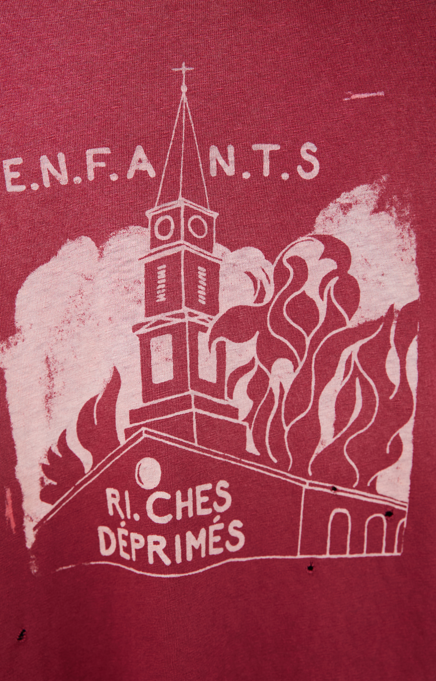 Enfants Riches Déprimés Футболка-010-820 принт церковь на груди, бордо