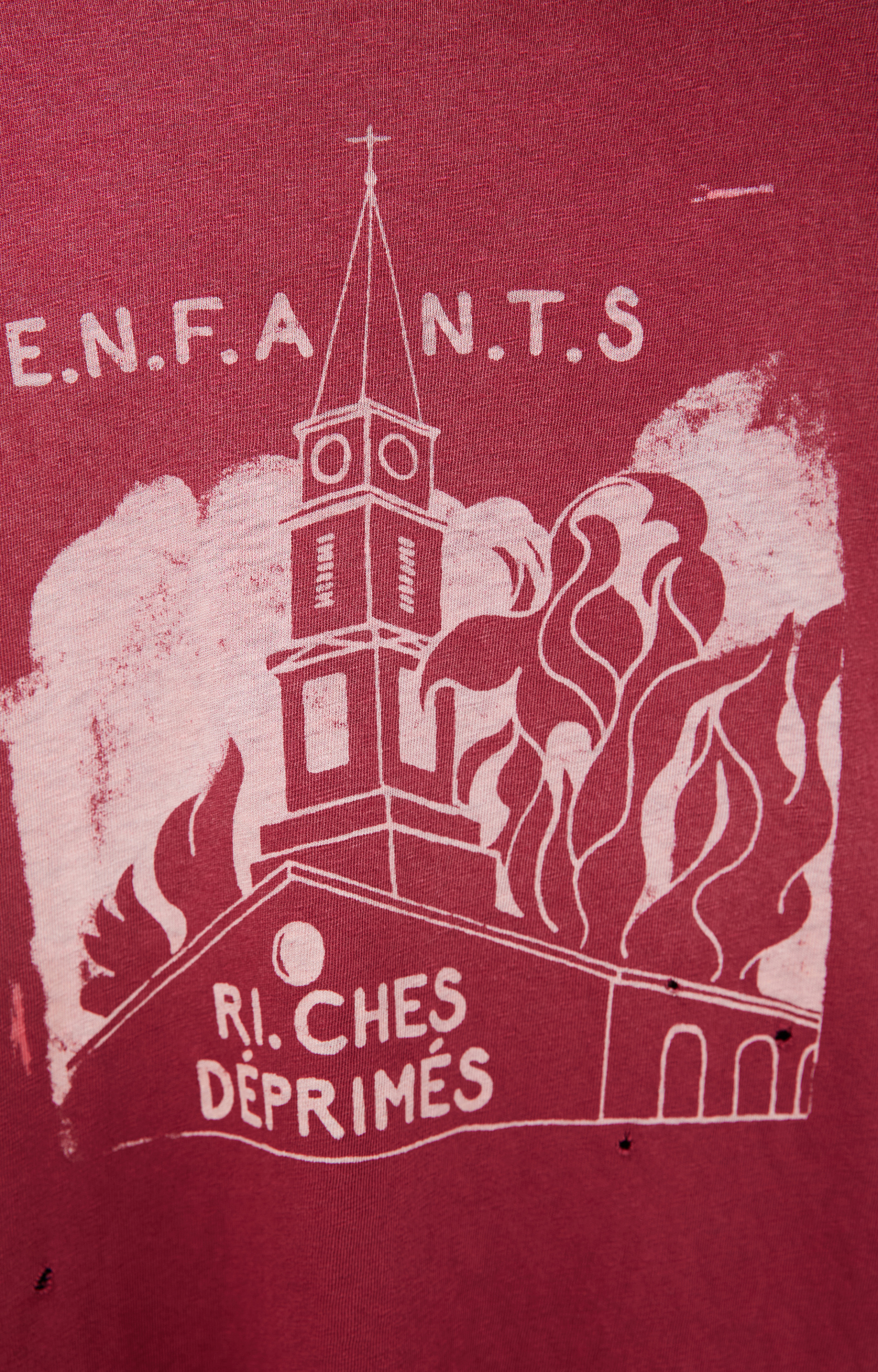 Enfants Riches Déprimés Burgundy T-shirt with print