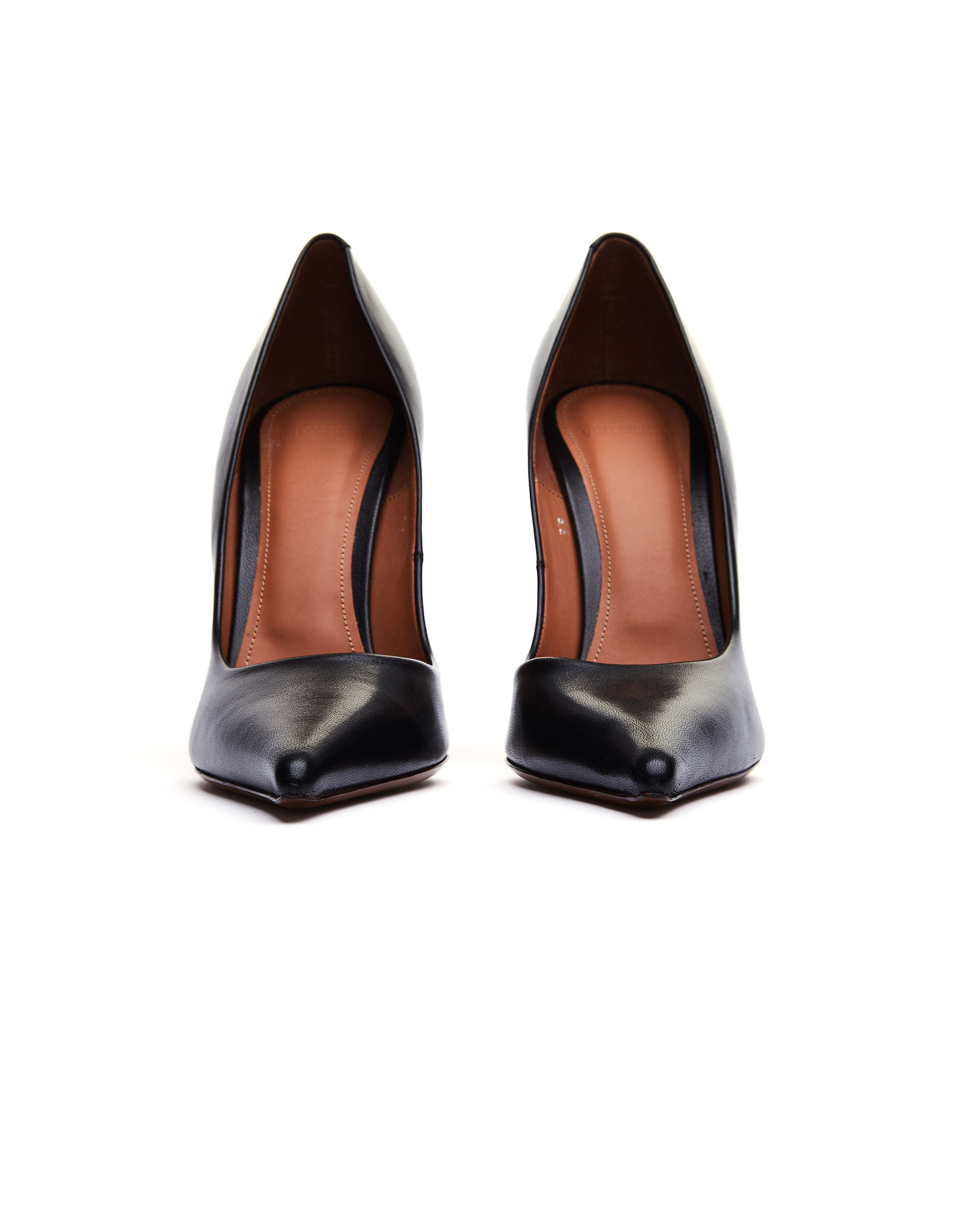 VETEMENTS Black Leather Sexy Stilettos