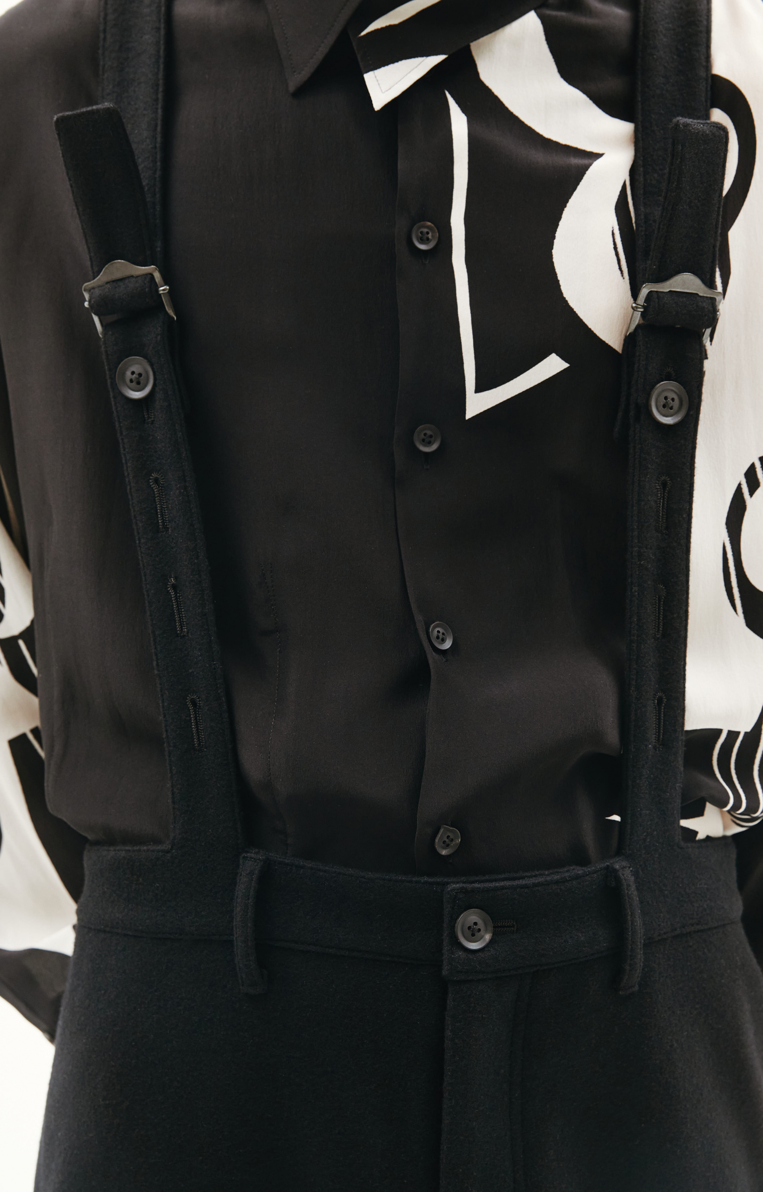 Yohji Yamamoto Шерстяные брюки с подтяжками