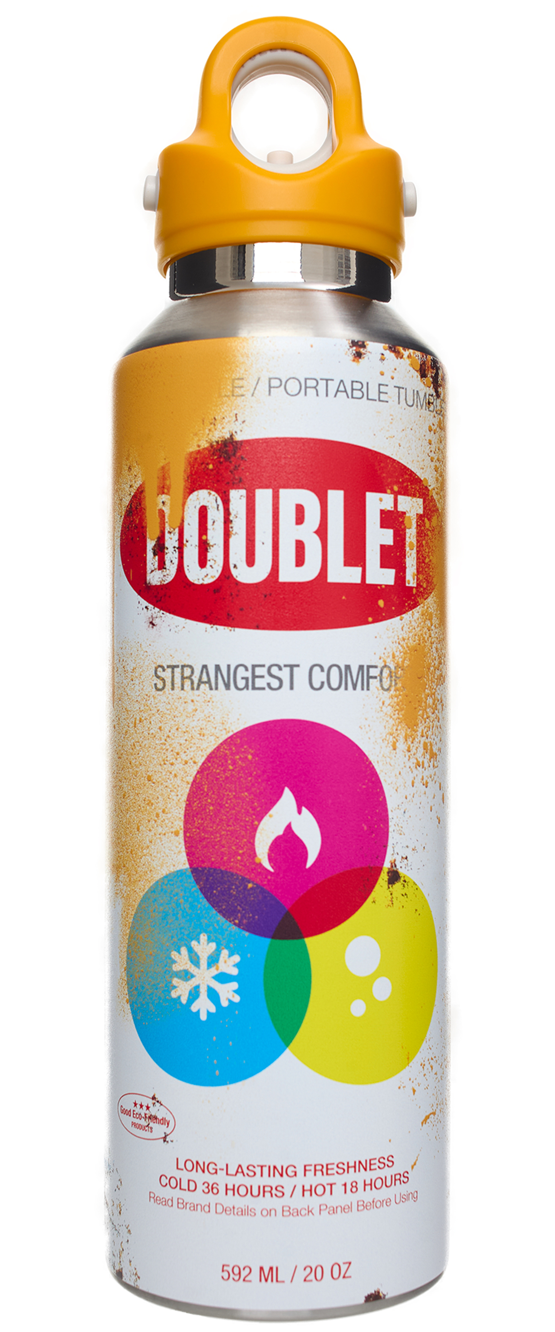 Doublet A bottle in the shape of a spray paint can