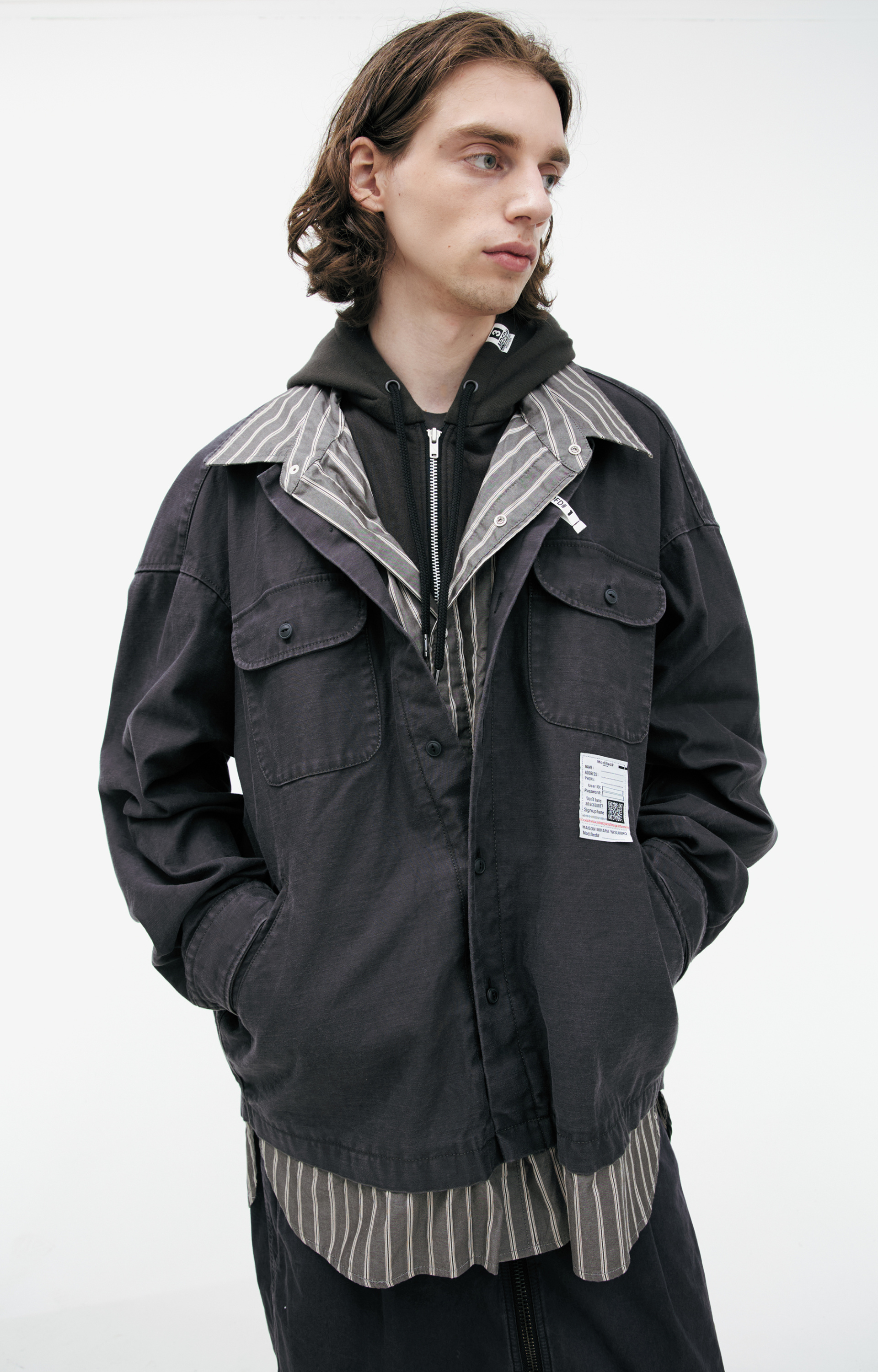 Maison Mihara Yasuhiro Shirt with a sewn-in hood