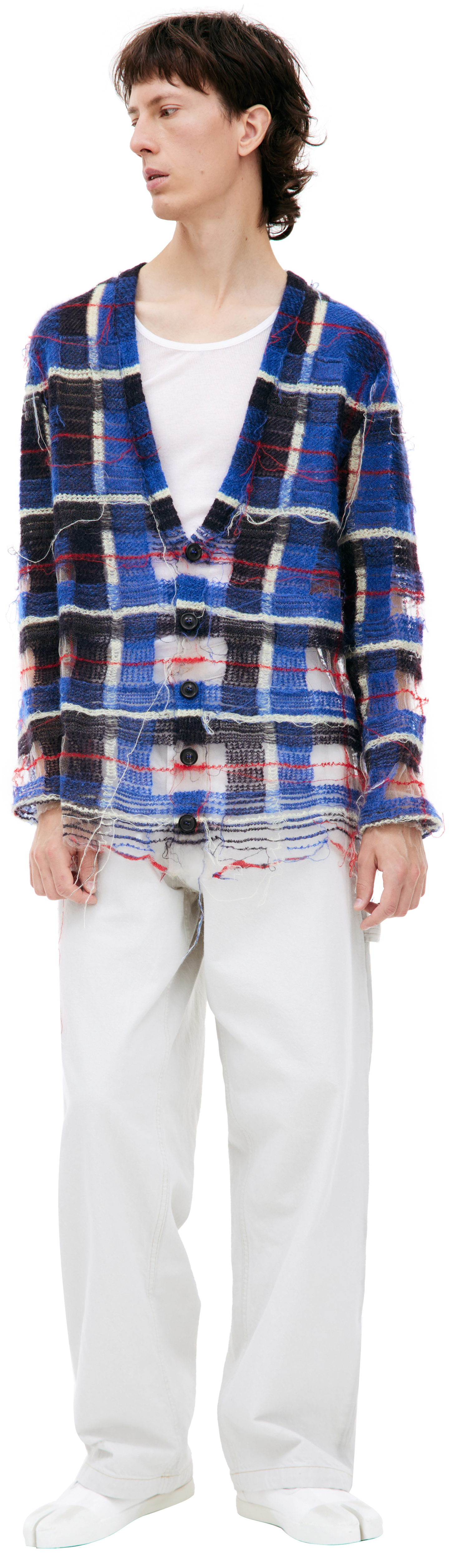 Maison Margiela Wool plaid cardigan