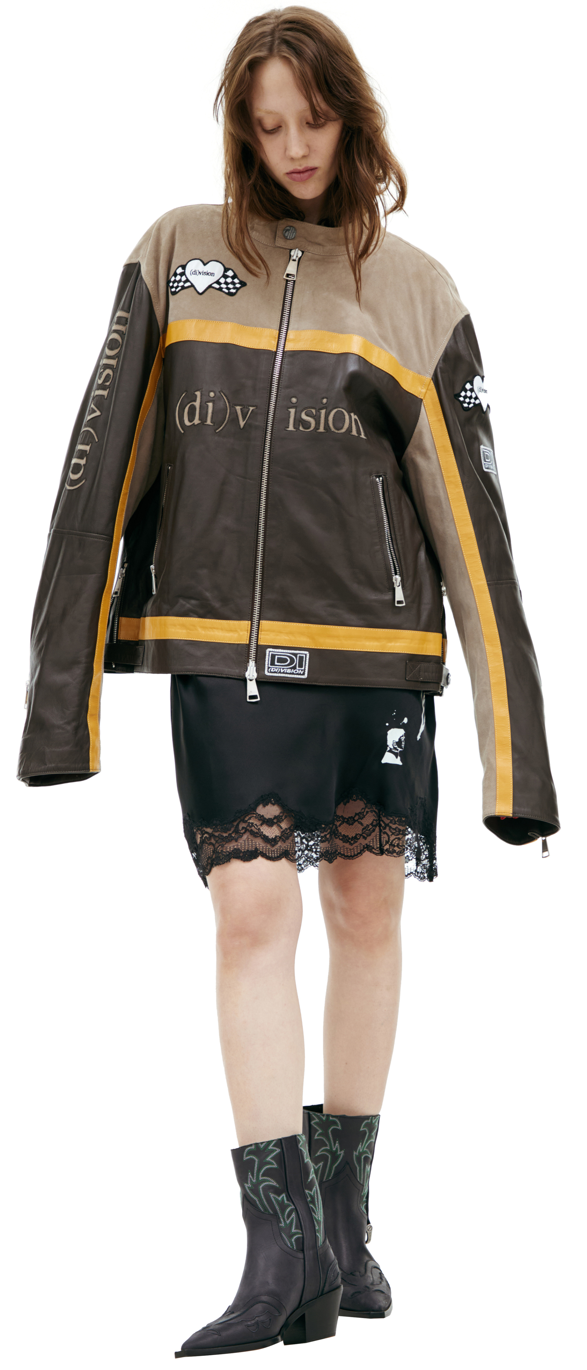 (di)vision Leather jacket with logo