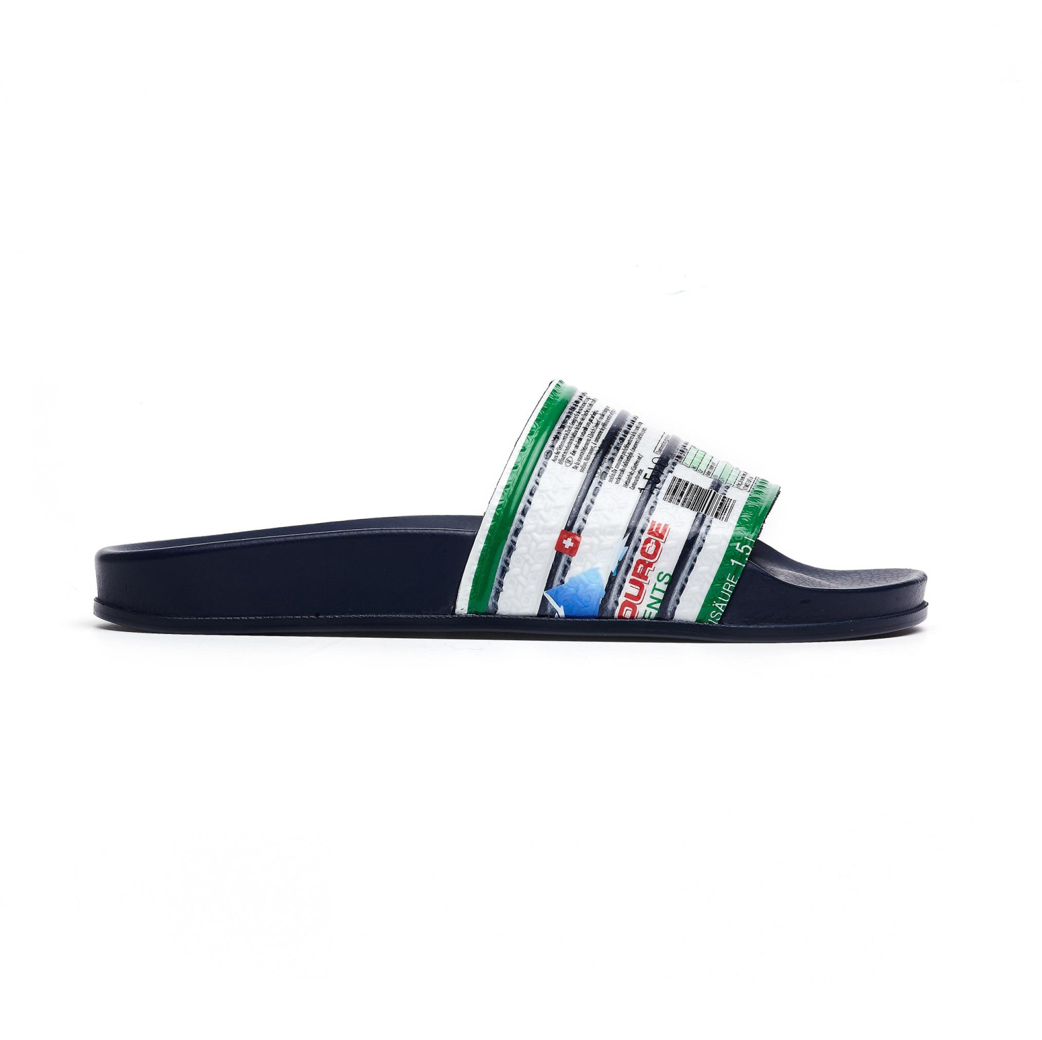 VETEMENTS Navy Blue Printed Slides