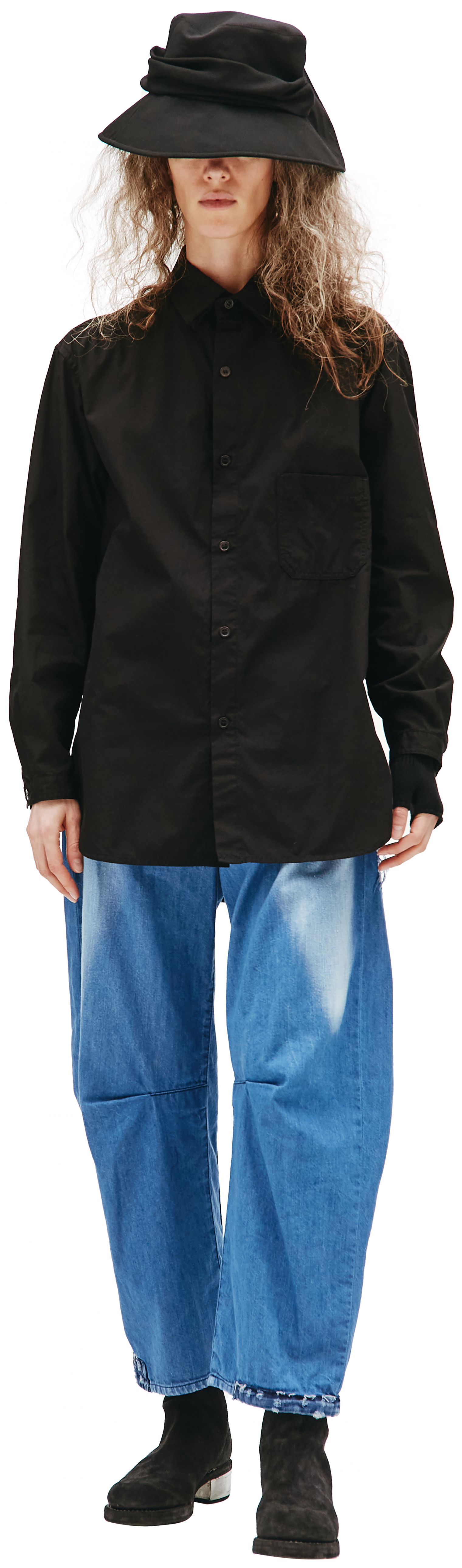 Yohji Yamamoto Black Cotton Shirt With Pocket