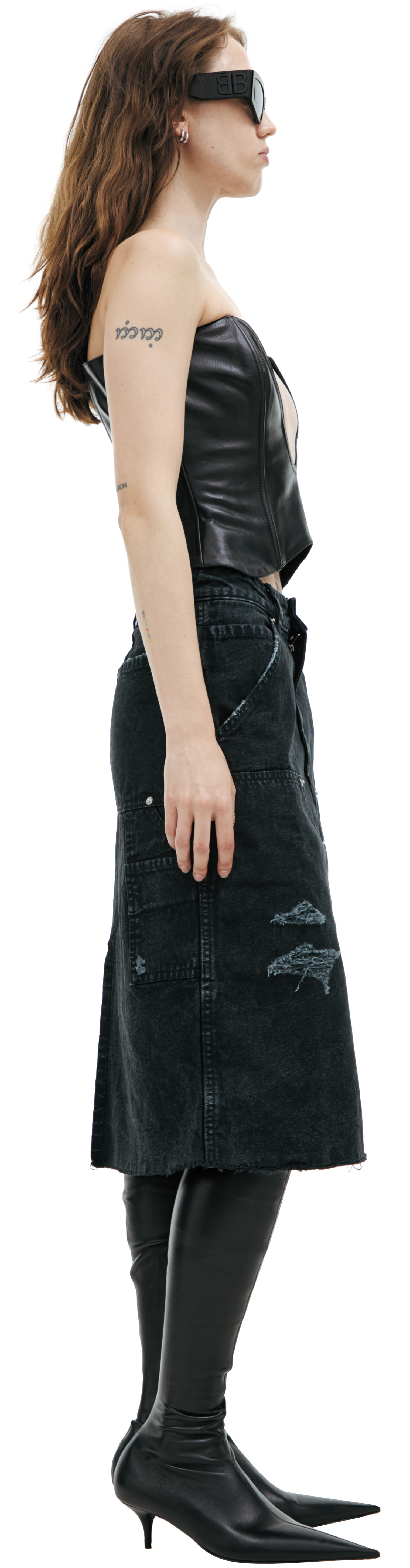 KNWLS Black leather corset