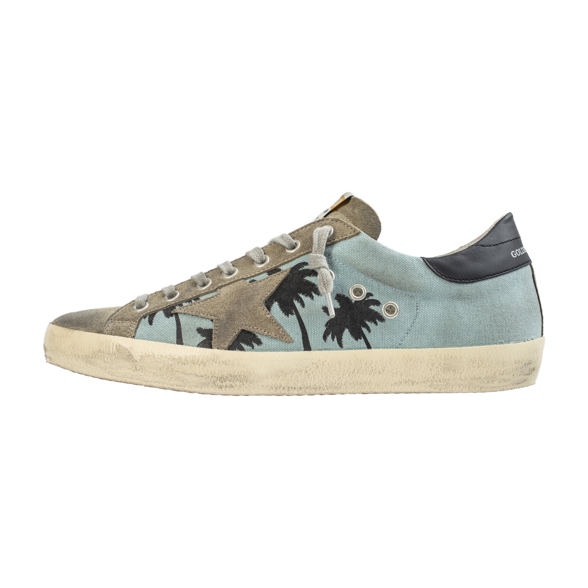 Golden Goose SuperStar Canvas Sneakers with Palm Print