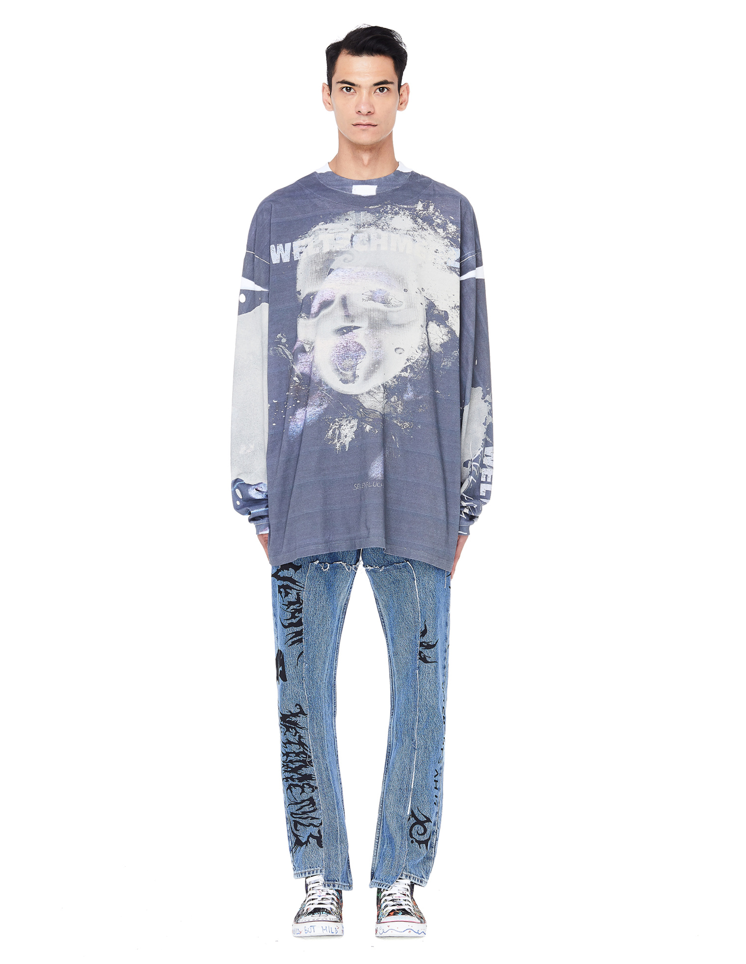 VETEMENTS Weltschmerz Cotton Top with Faded Print
