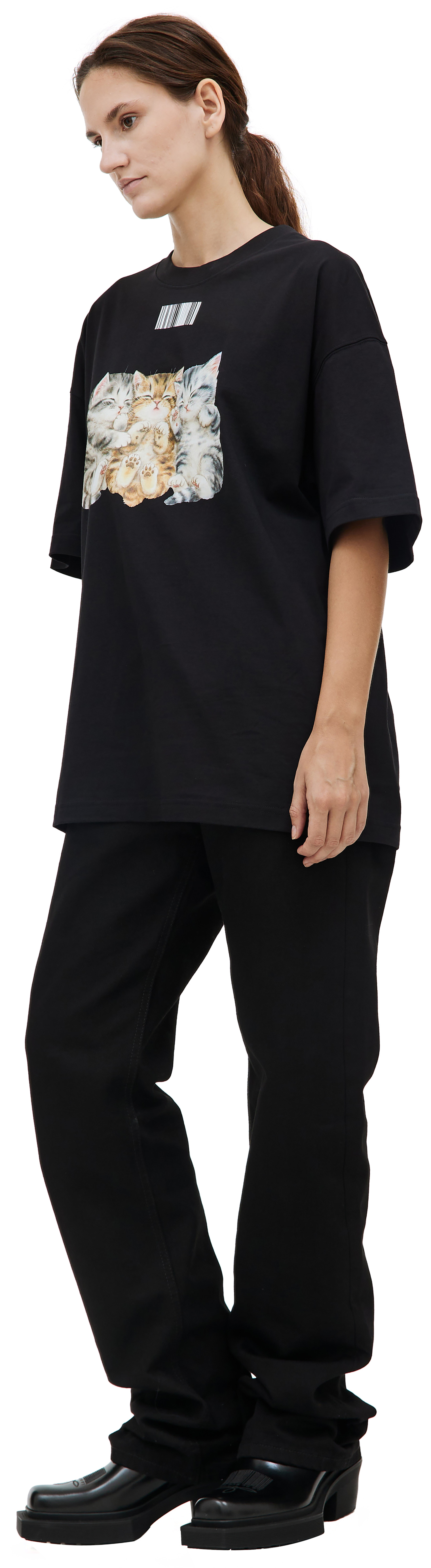 VTMNTS Black Cute Cat t-shirt