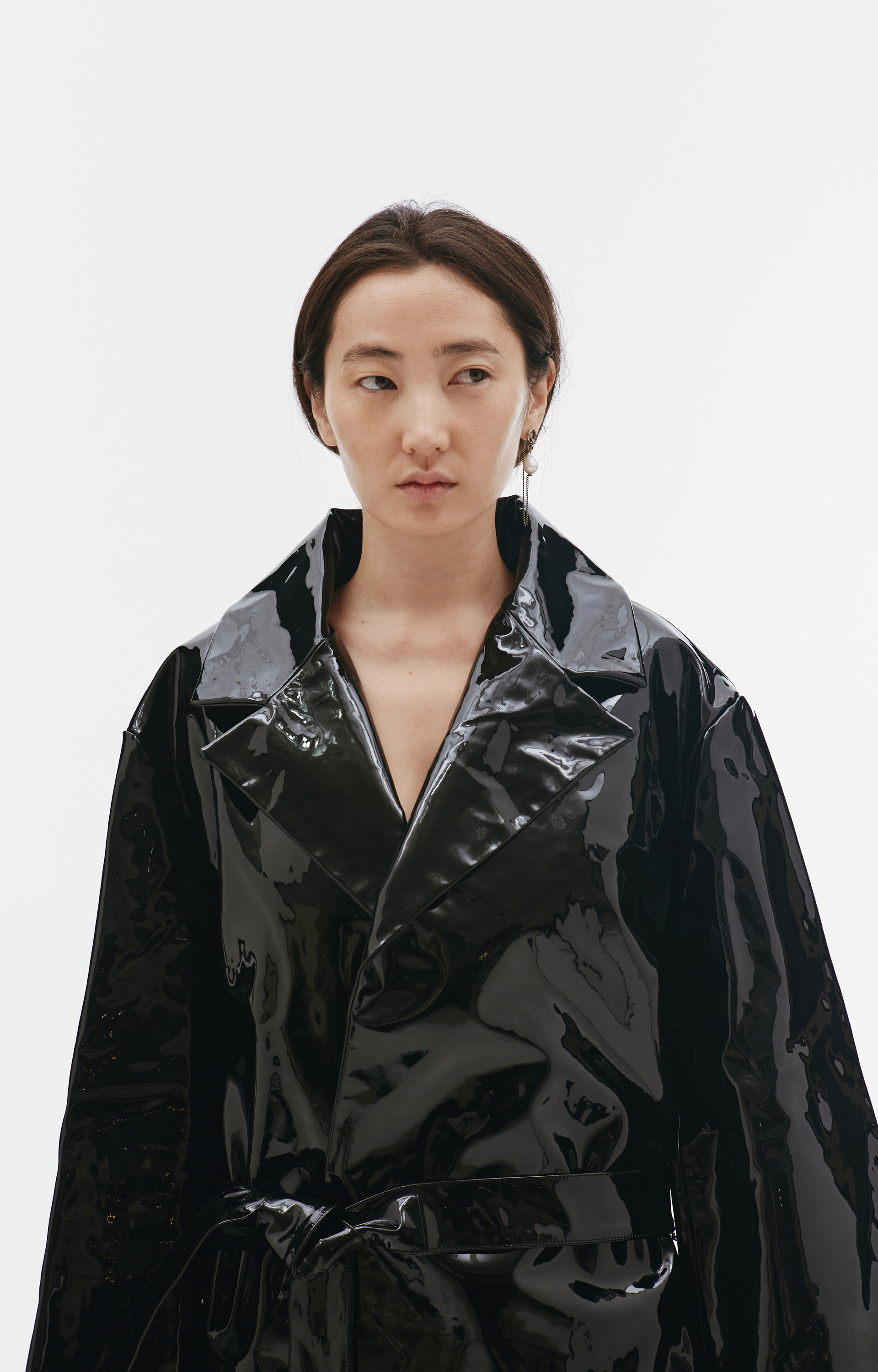 VETEMENTS Black Patent Leather Coat