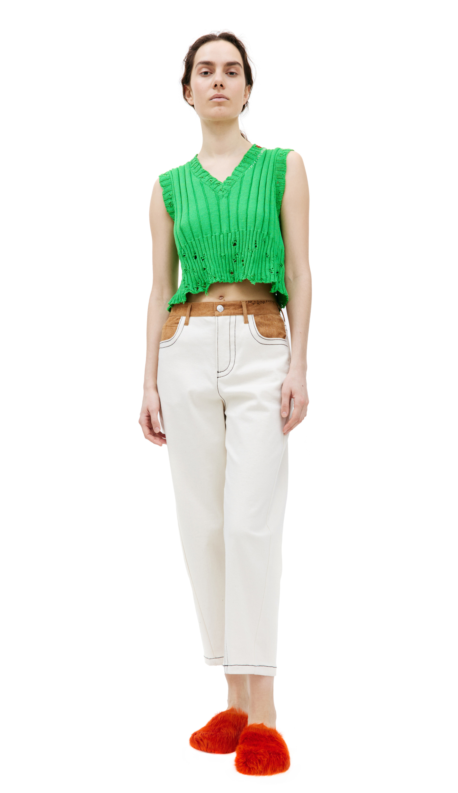 Marni Straight trousers with contrast waistband