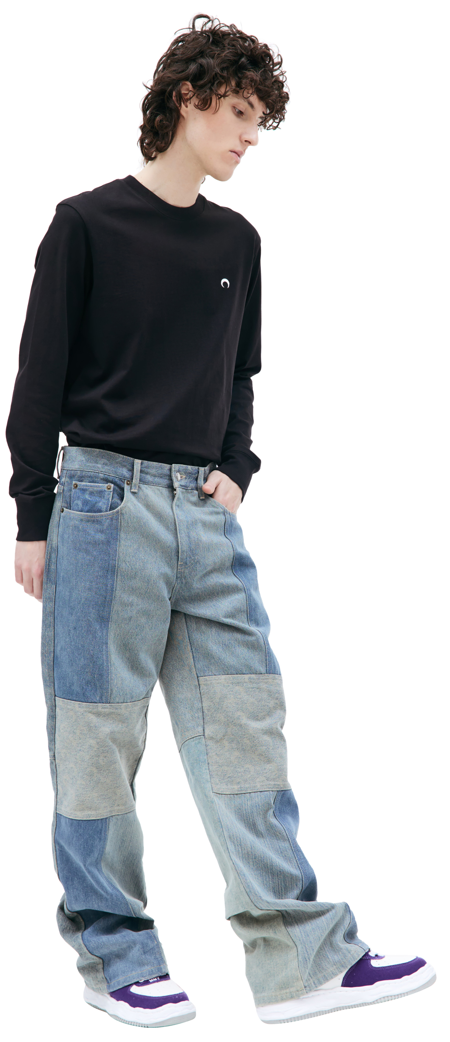 MARINE SERRE Fading wide-leg jeans