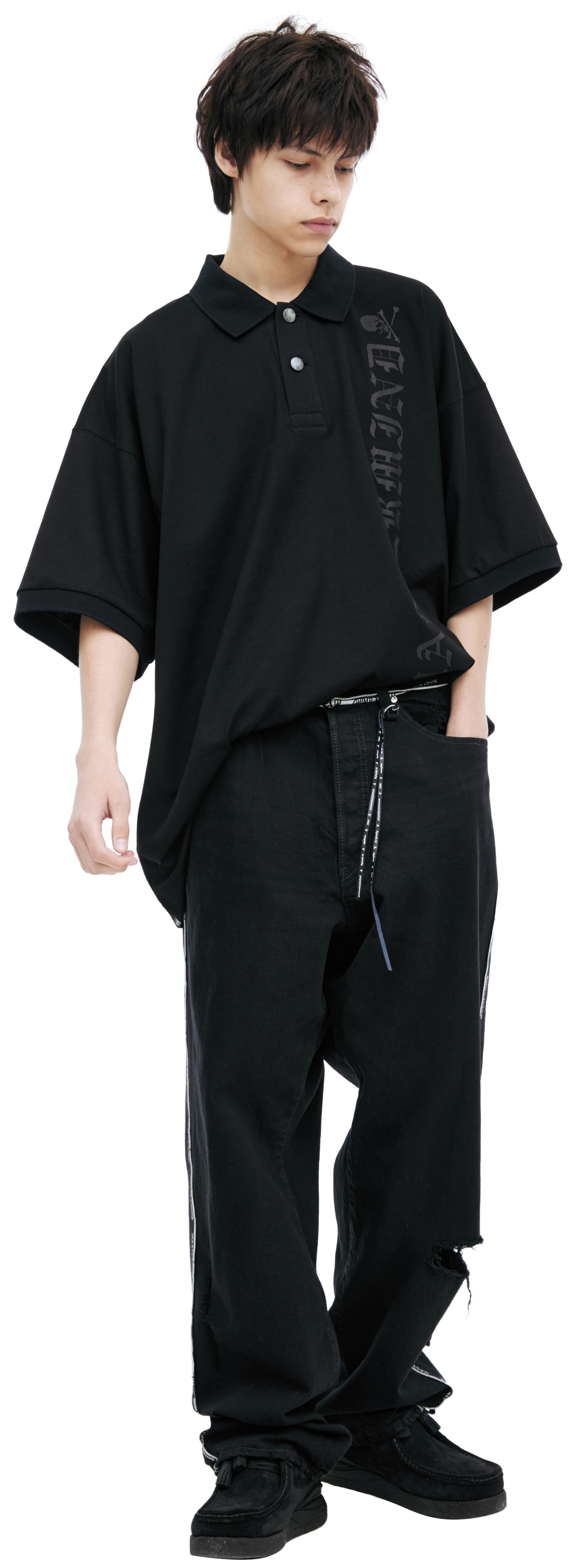 Mastermind WORLD Black trousers with stripes