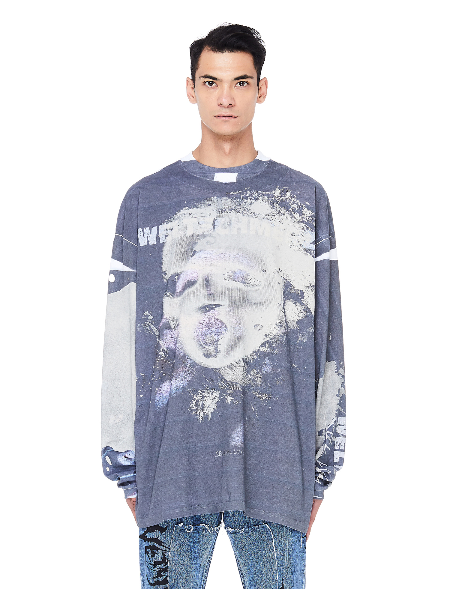 VETEMENTS Weltschmerz Cotton Top with Faded Print