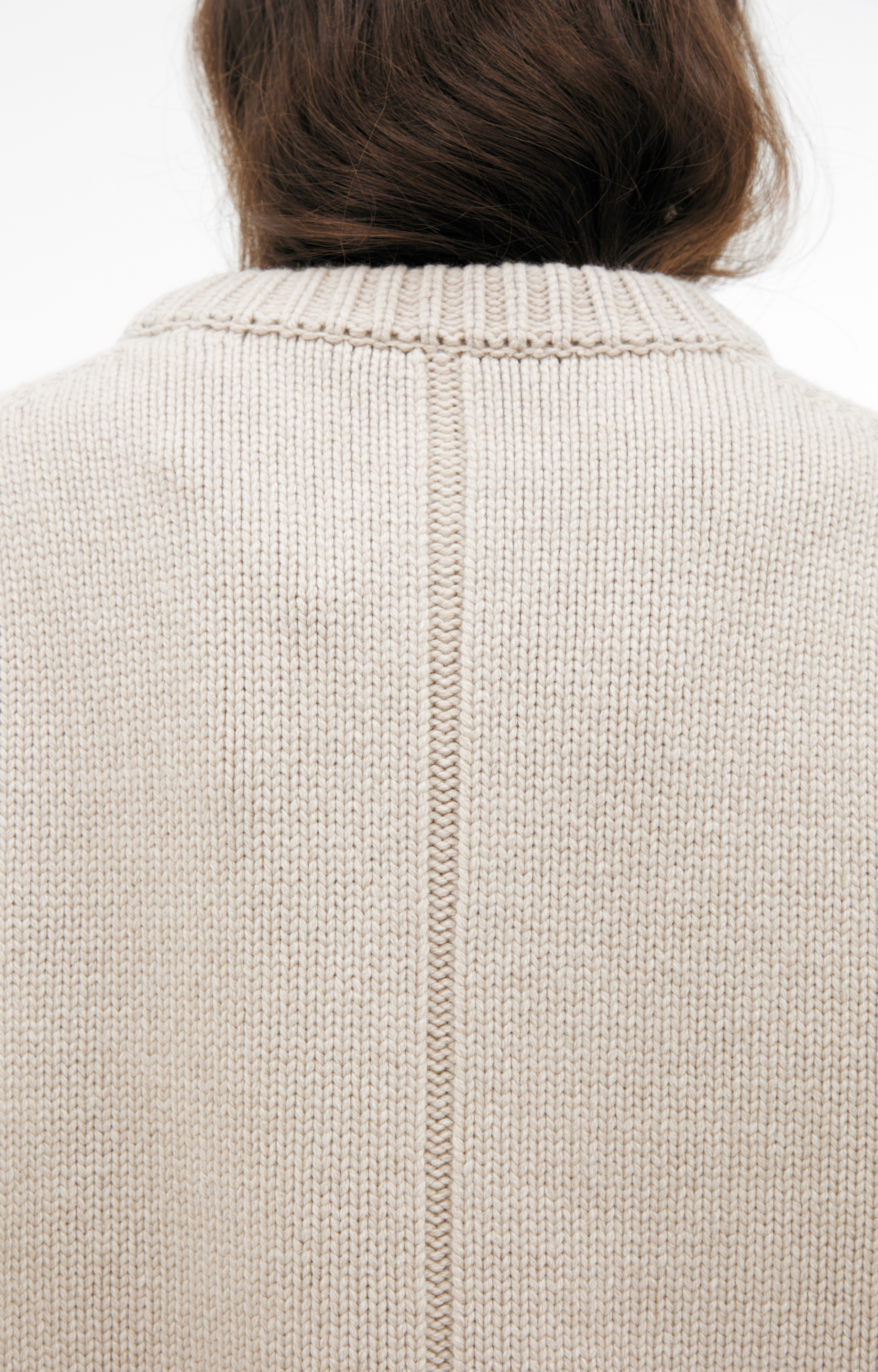 The Row Beige sweater with large knit pattern