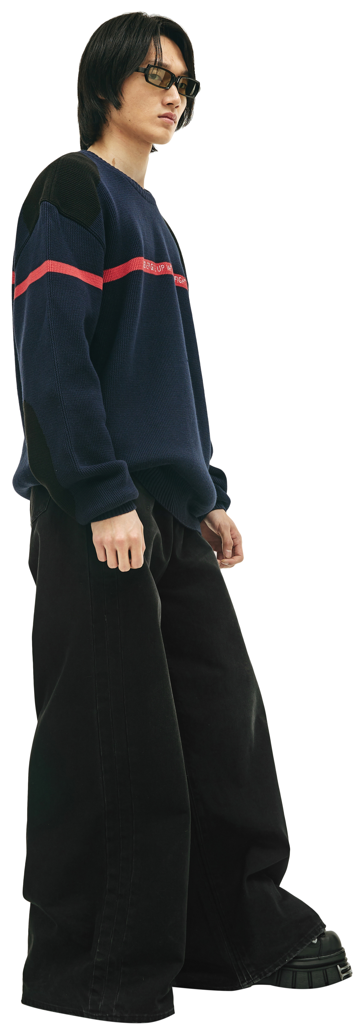 VETEMENTS Navy Blue Cotton & Cashmere Sweater