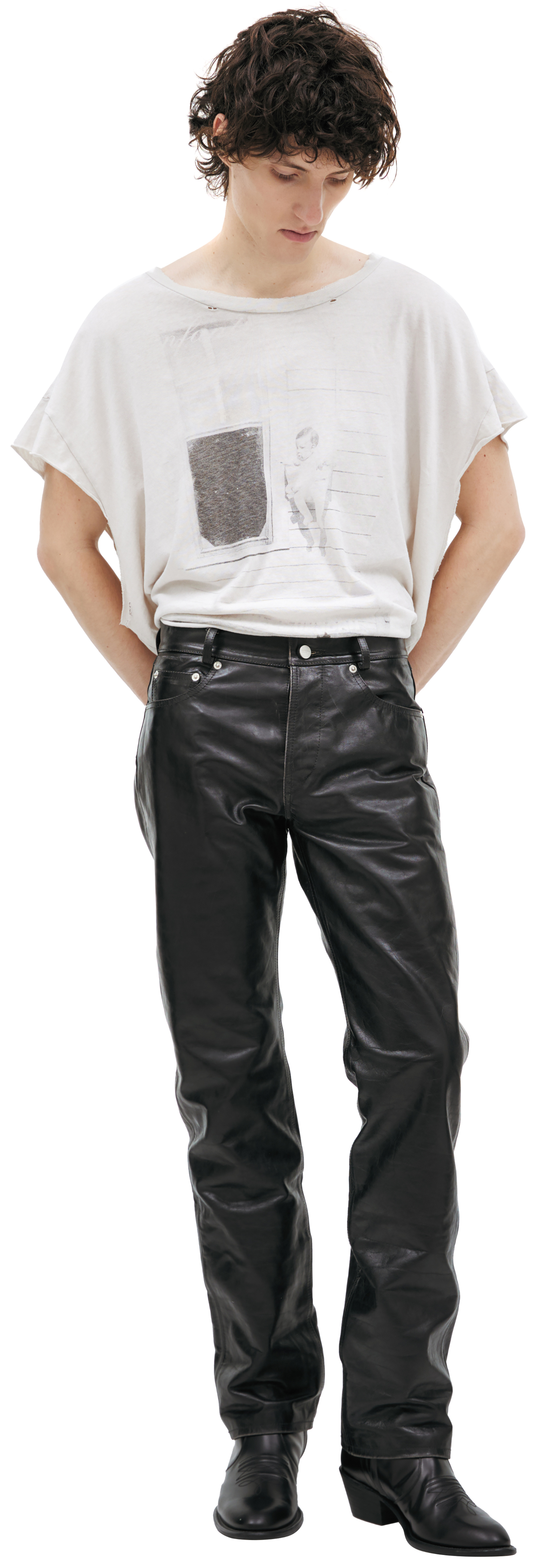 Enfants Riches Déprimés Black leather trousers