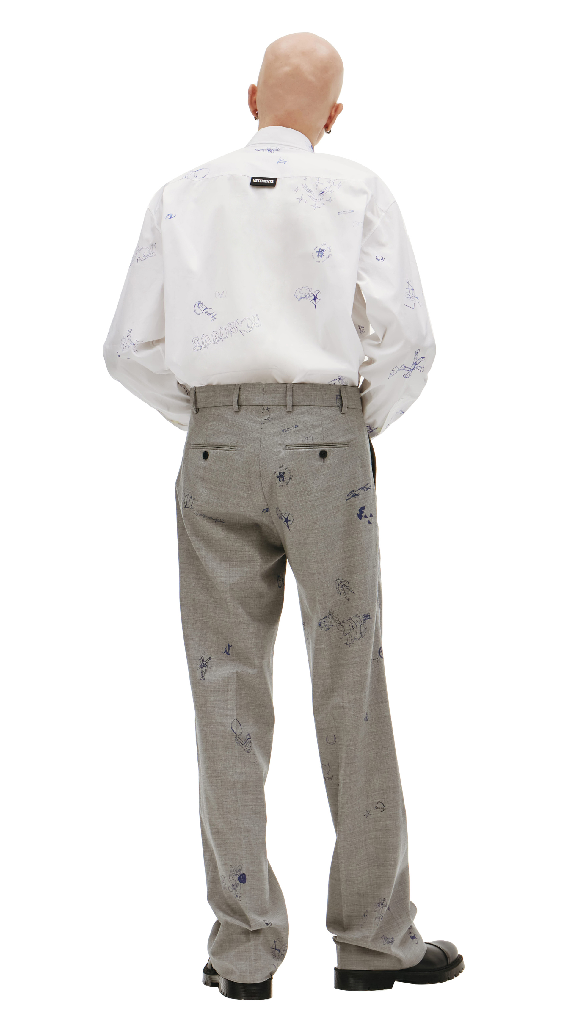 VETEMENTS Scribble-print wool trousers