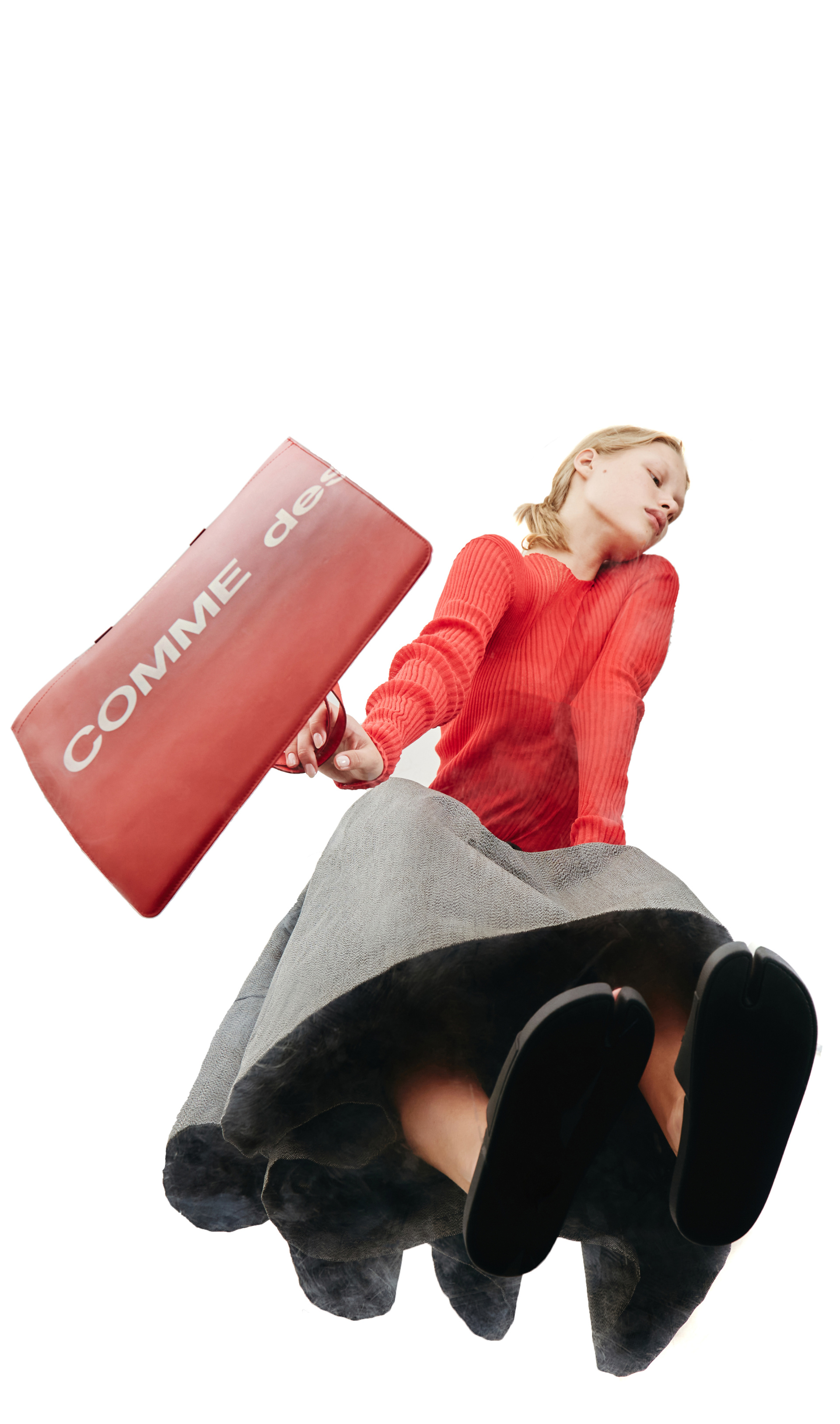 Comme des Garcons Wallets Red Leather Shopper Bag