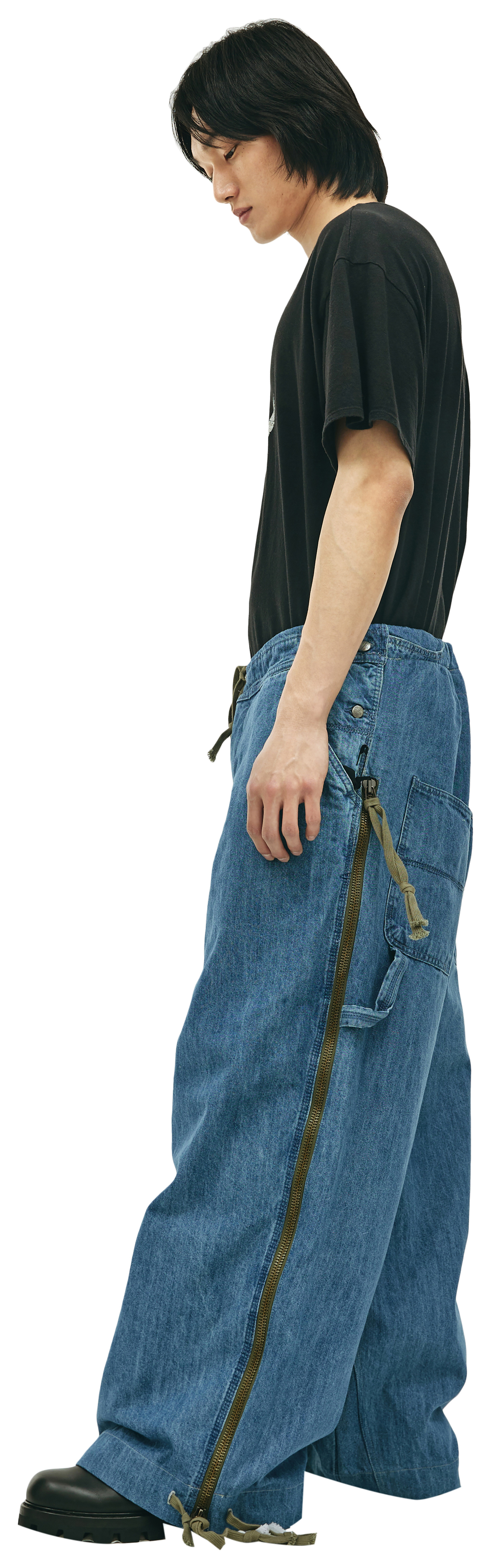 Greg Lauren Wide jeans with zippers