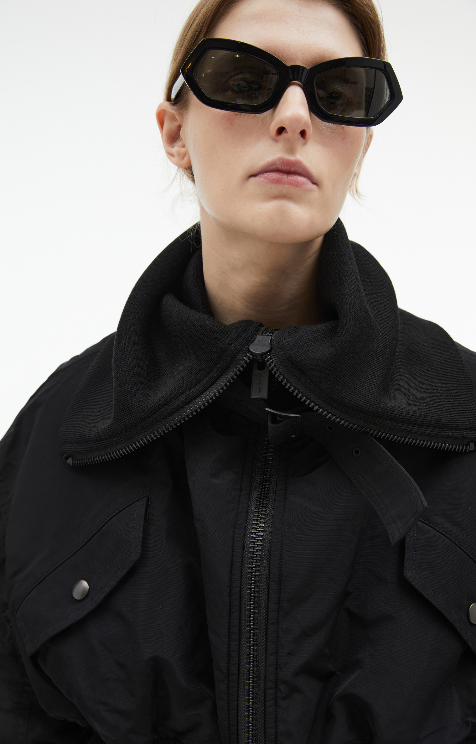 Yohji Yamamoto Укороченный бомбер с высоким воротником
