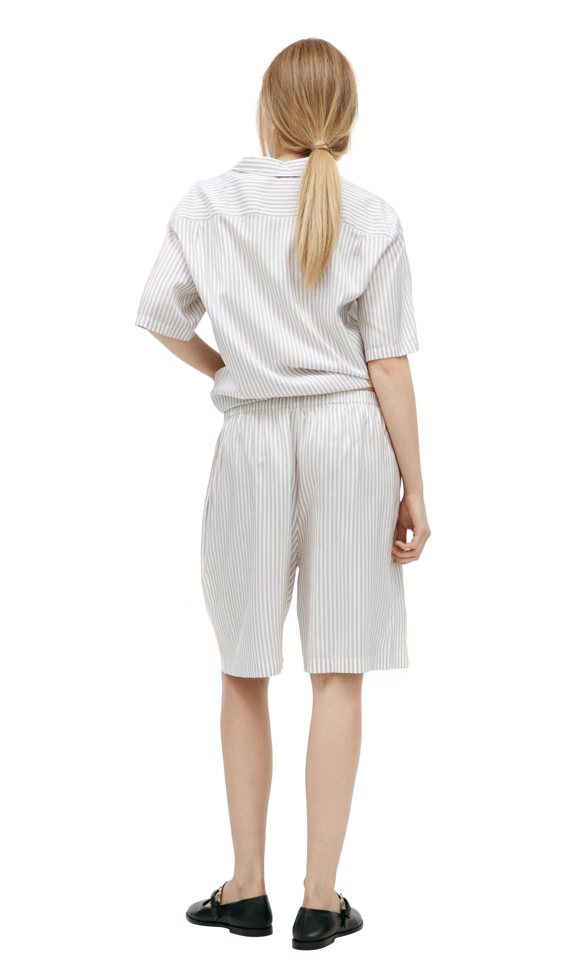 The Row Stripped Silk Shorts