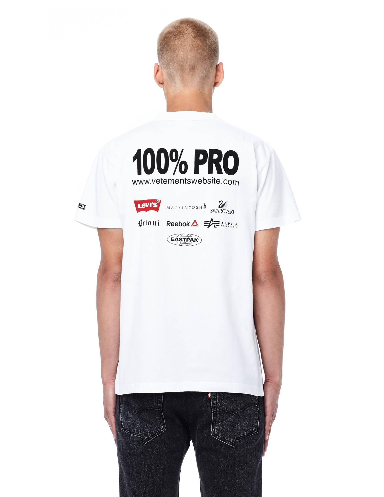 VETEMENTS White Tee with 100% Pro Print