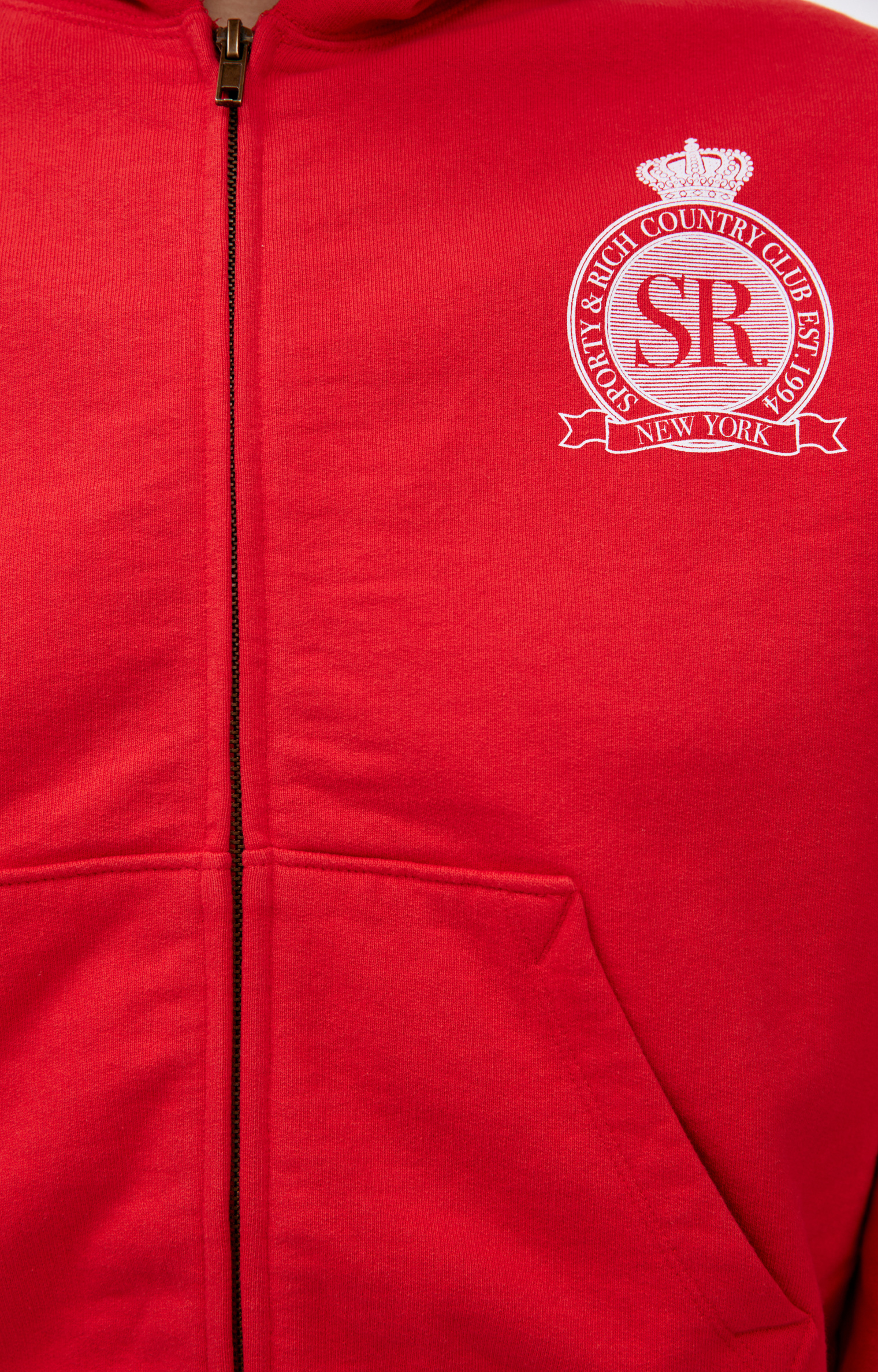 SPORTY & RICH Shortened hoodie with zipper