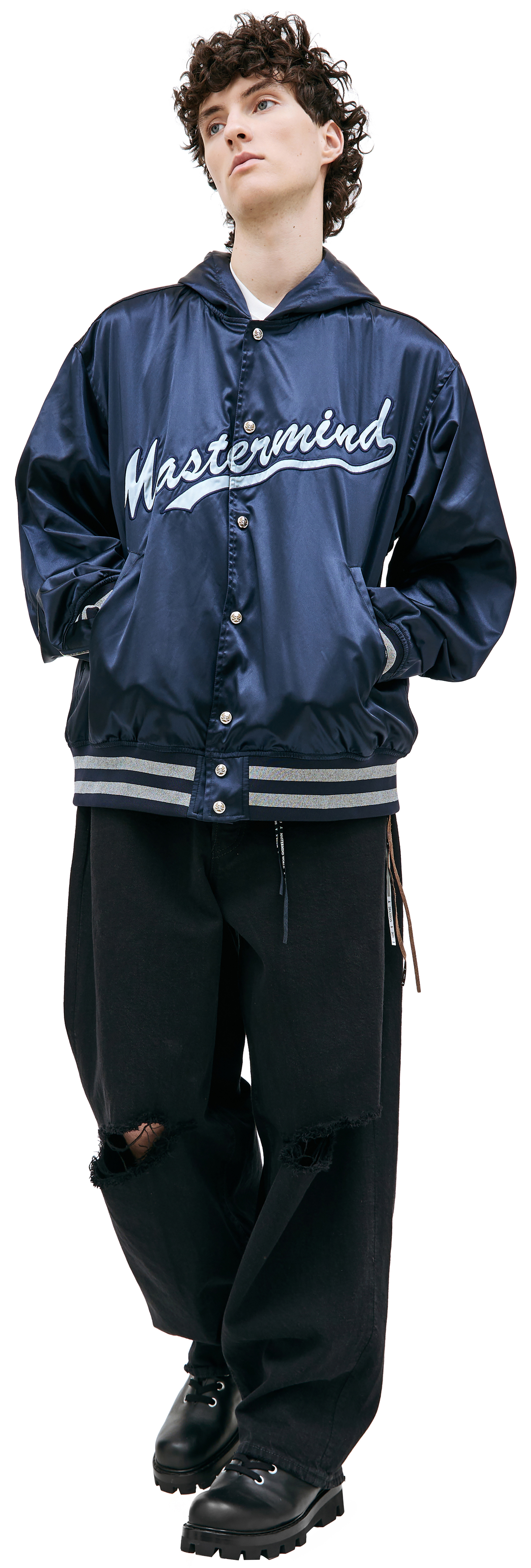 Mastermind WORLD Varsity logo-embroidered bomber jacket