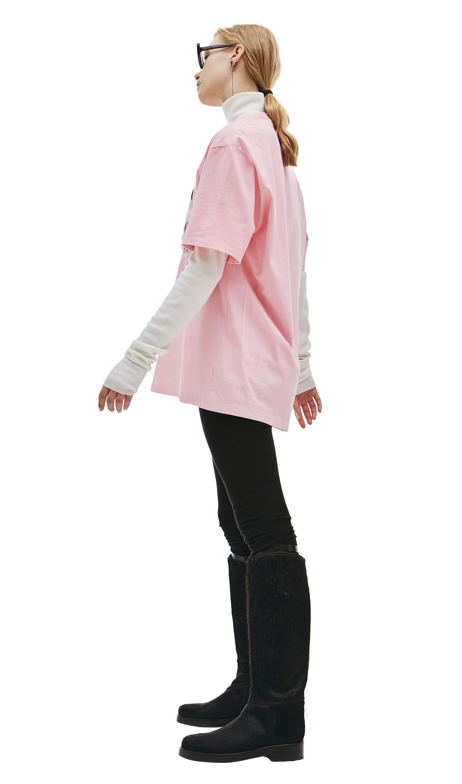 Doublet Pink Embroidered Cotton T-Shirt