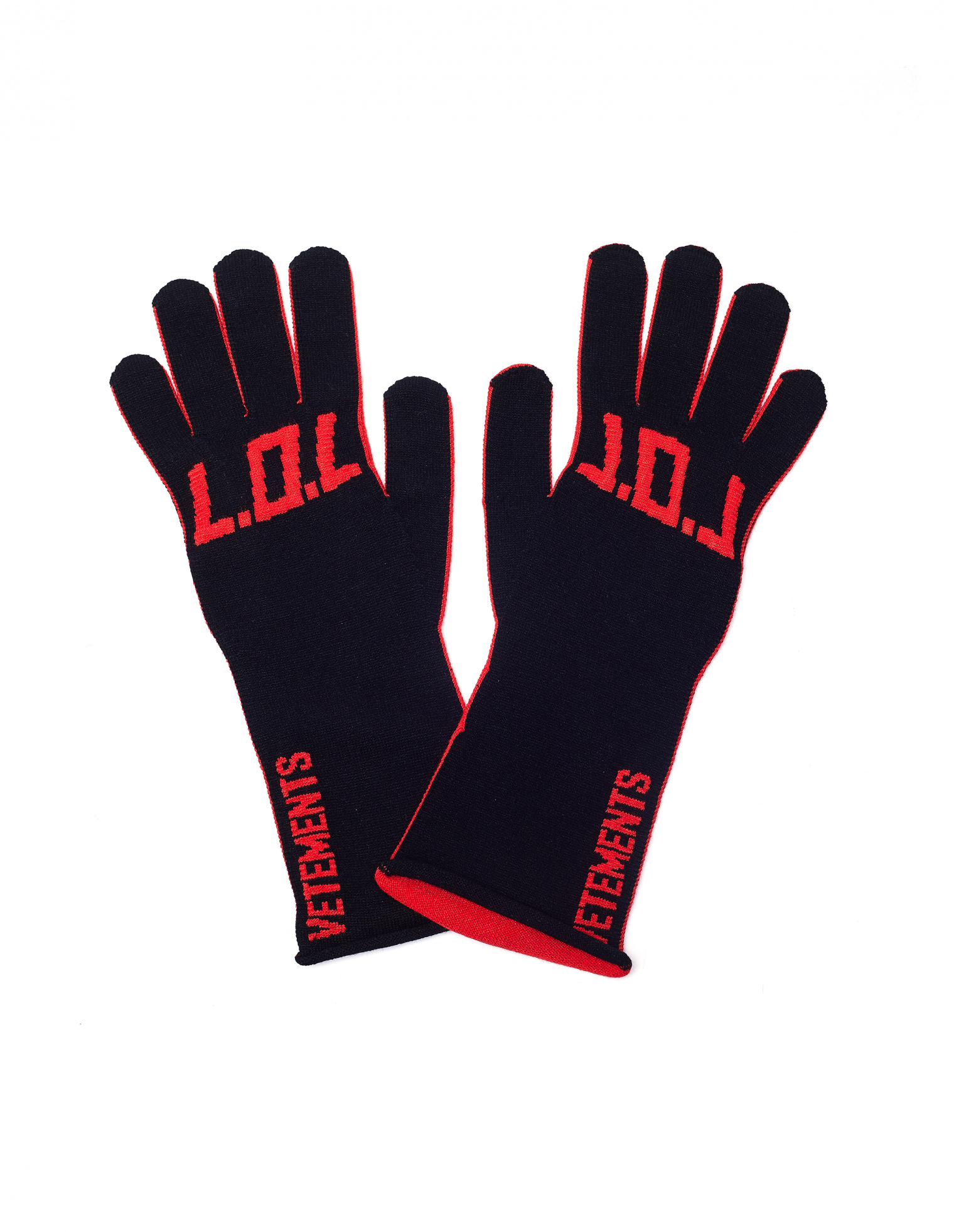 VETEMENTS Black & Red L.O.L. Gloves