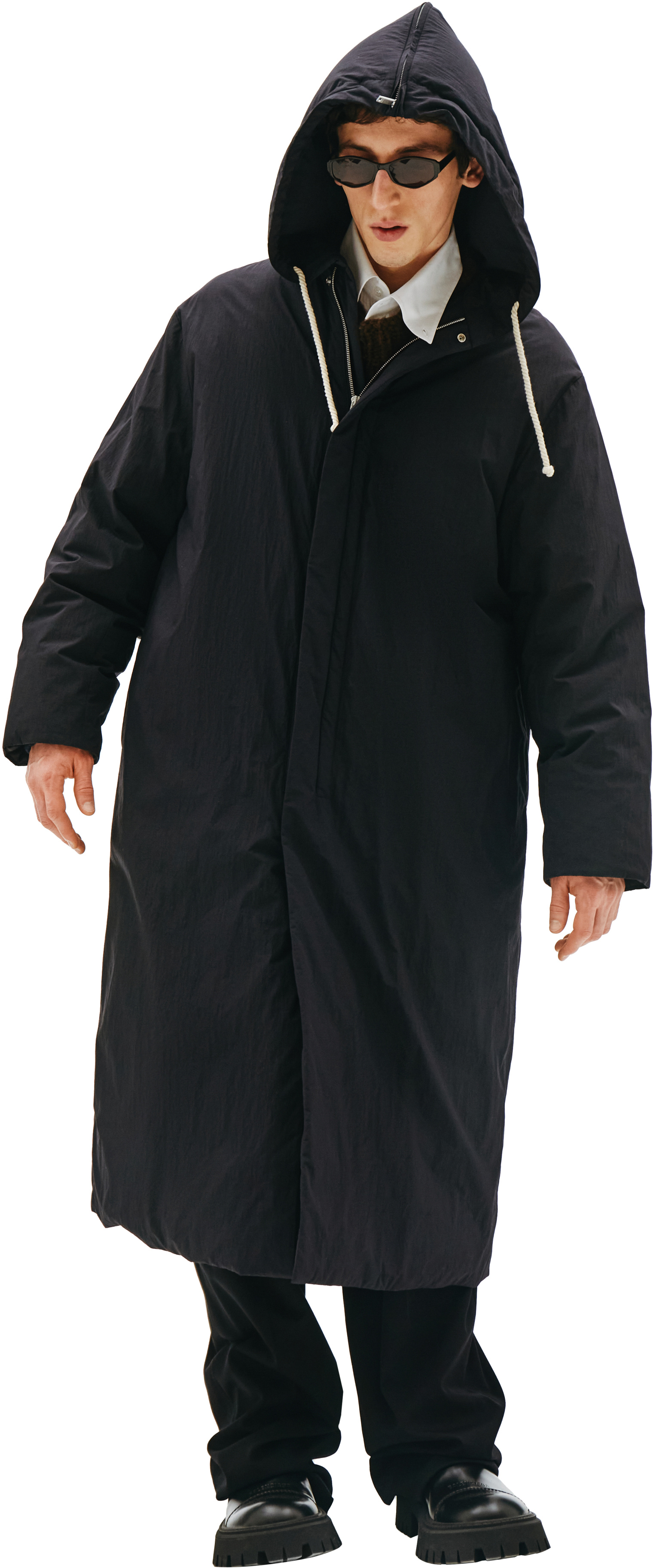 Jil Sander Black Long Hooded Parka