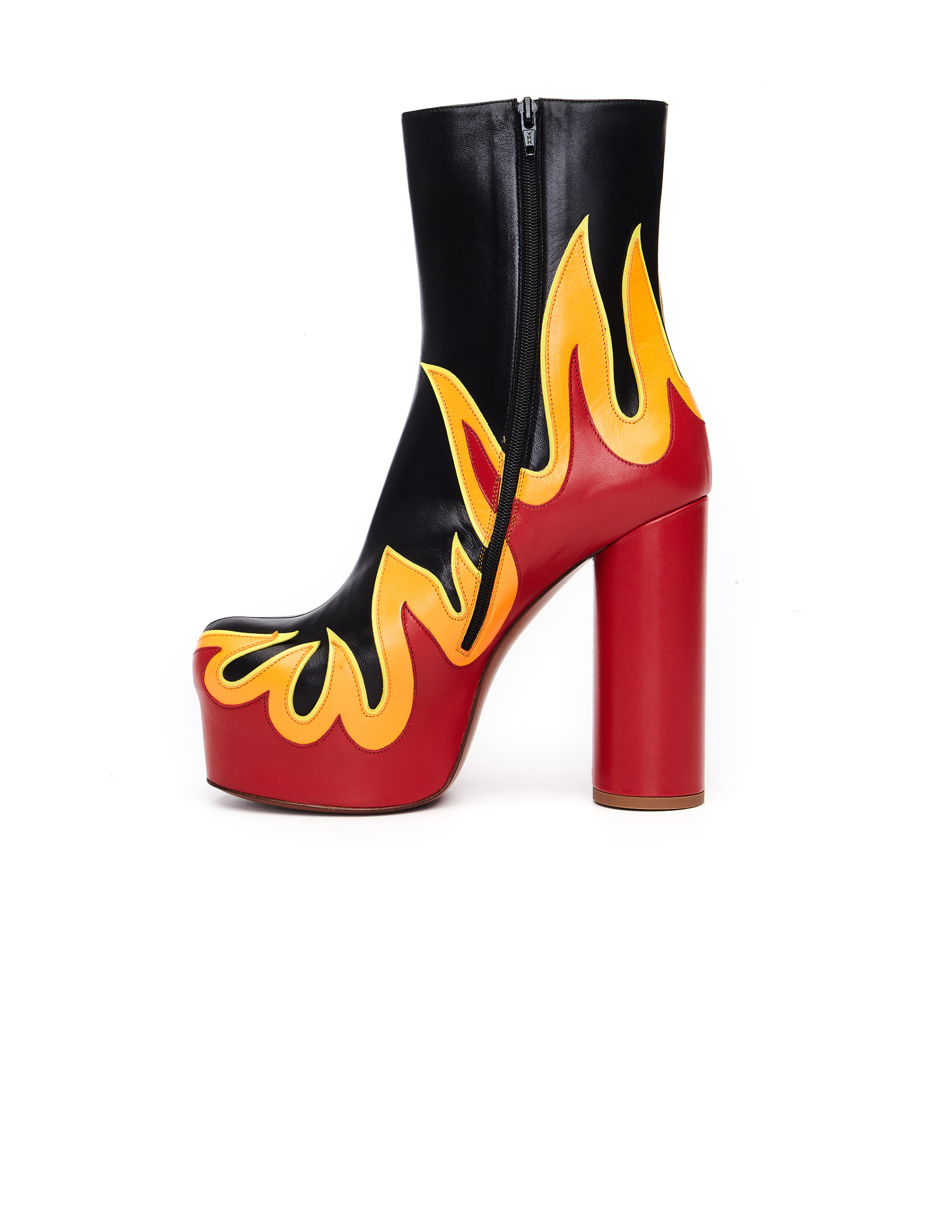 VETEMENTS Fire-appliqué Platform Heel Leather Boots