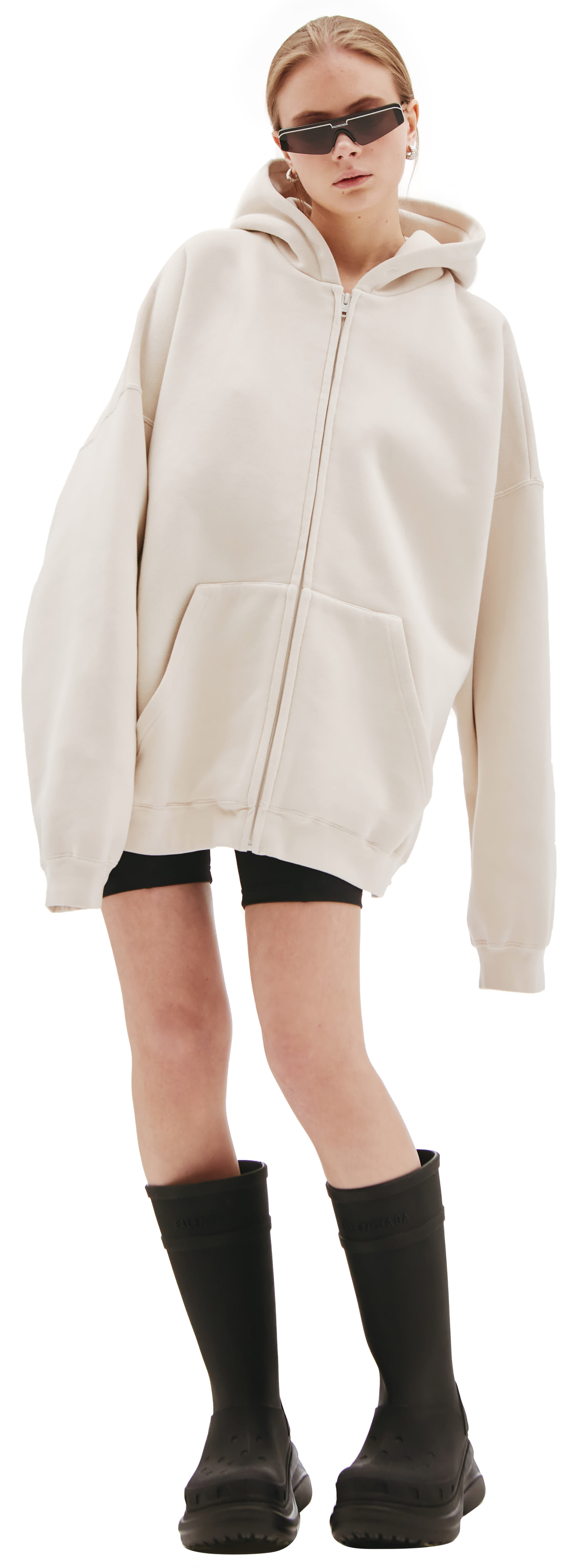 Balenciaga Zip-Up Hoodie In Beige