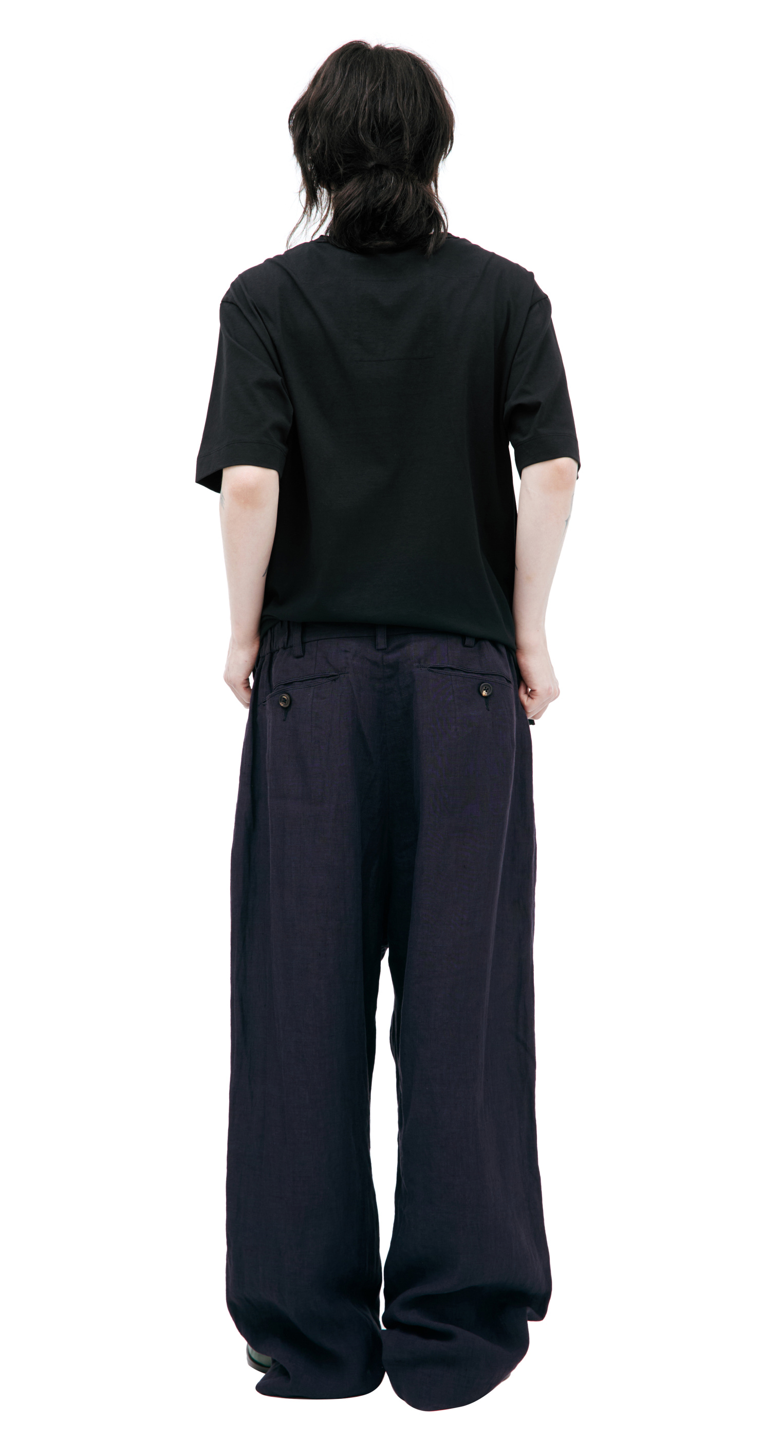 Ziggy Chen Брюки-0M2520515 широкие, с защипами, синие в клетку
