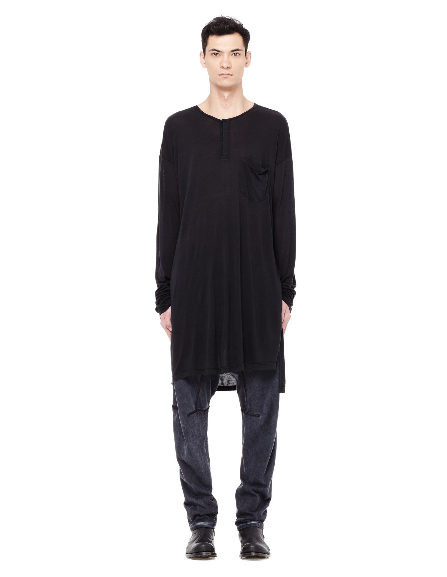 The Viridi-Anne Asymmetric Hem Modal Long Sleeve T-shirt