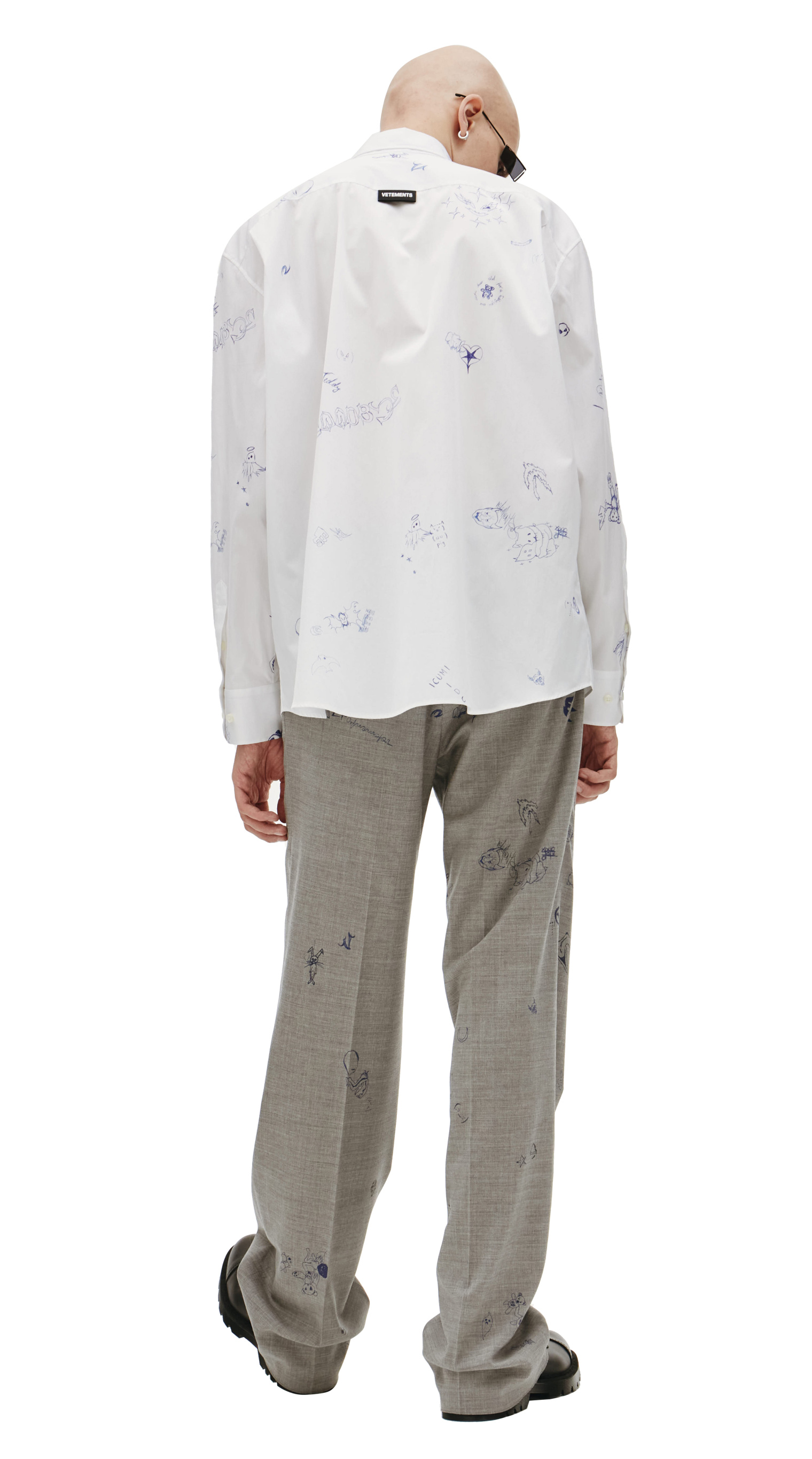 VETEMENTS Оверсайз рубашка Scribbled из хлопка