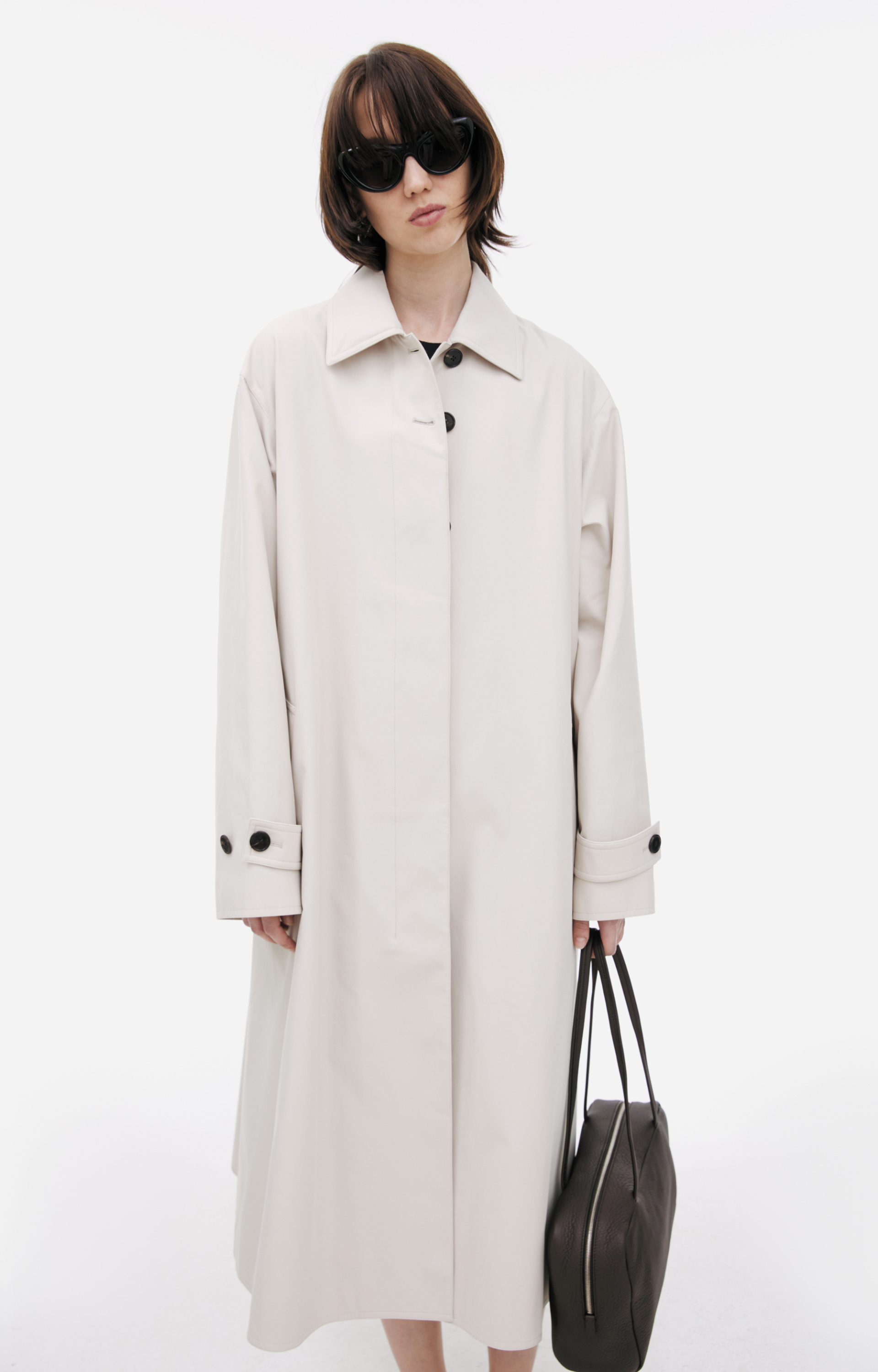 The Row Lolana Beige button-down raincoat