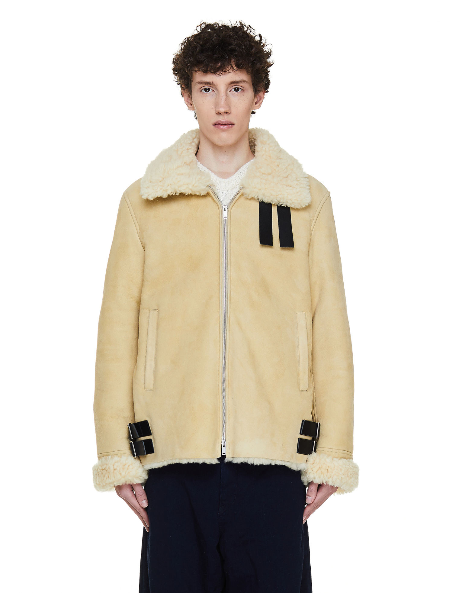 Jil Sander Cream Shearling Jacket