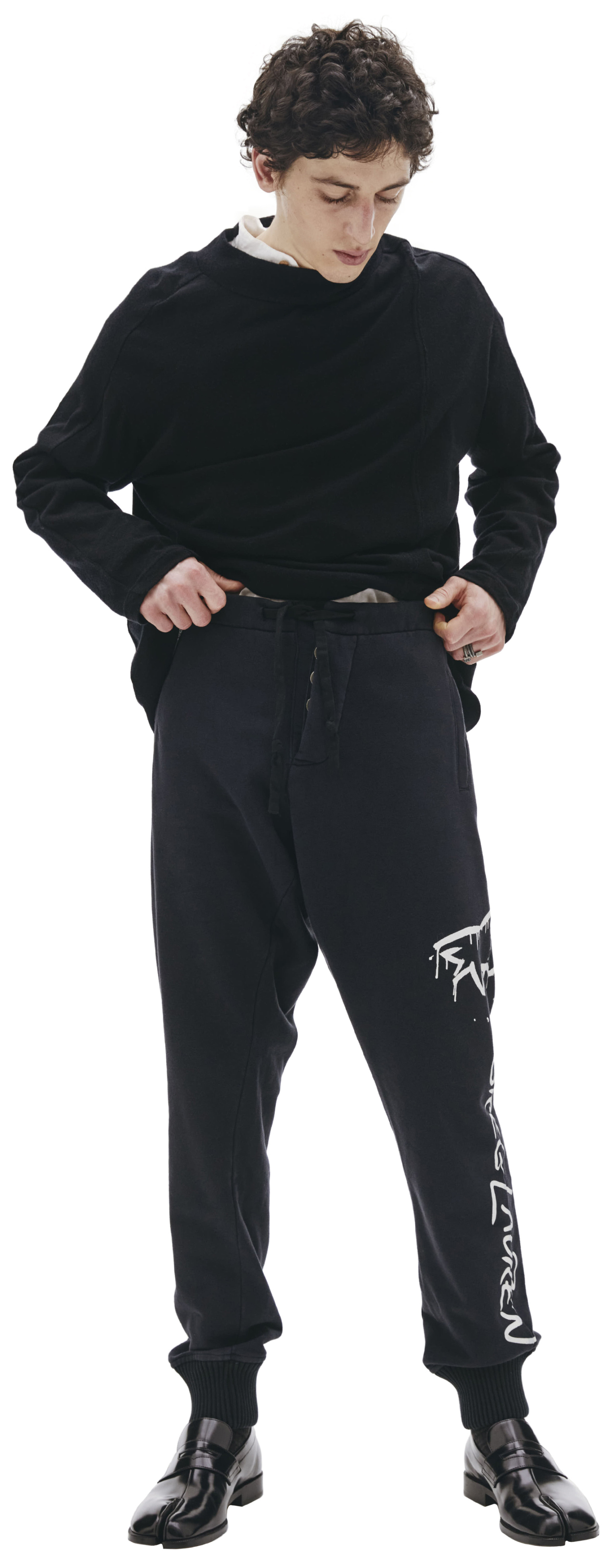 Greg Lauren Paul Shark Cotton Printed Trousers