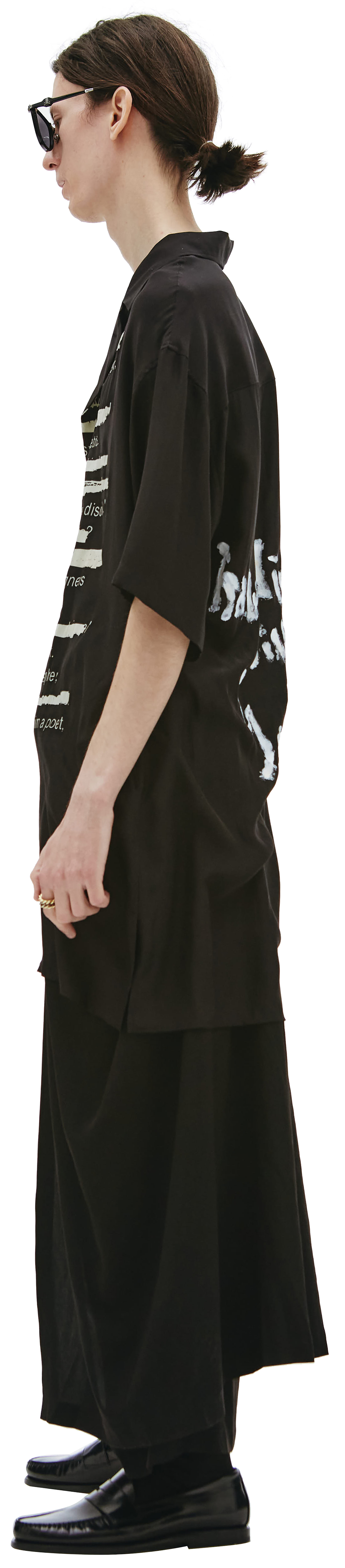 Yohji Yamamoto Black silk shirt with print