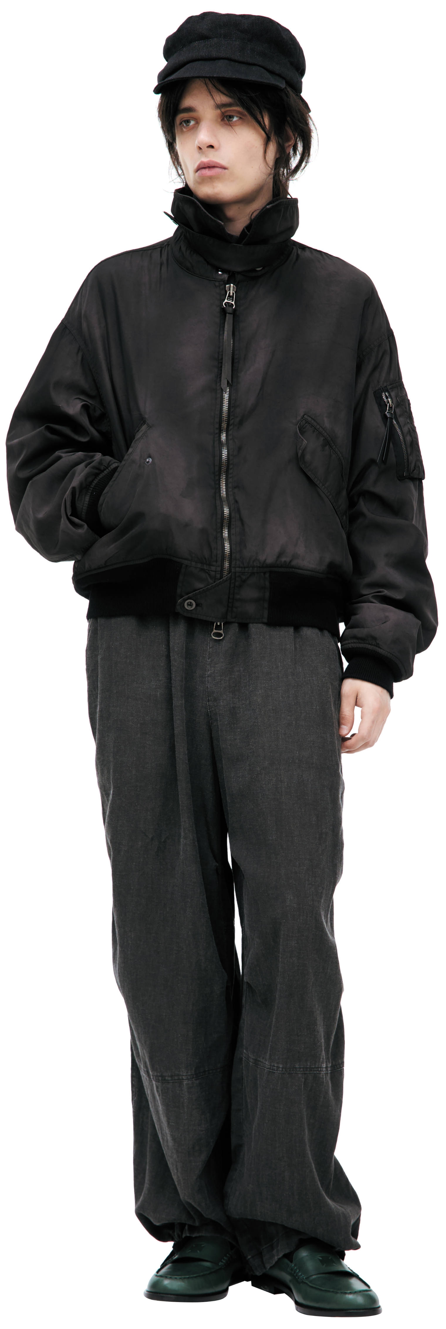 The Viridi-Anne Dark grey collared jacket