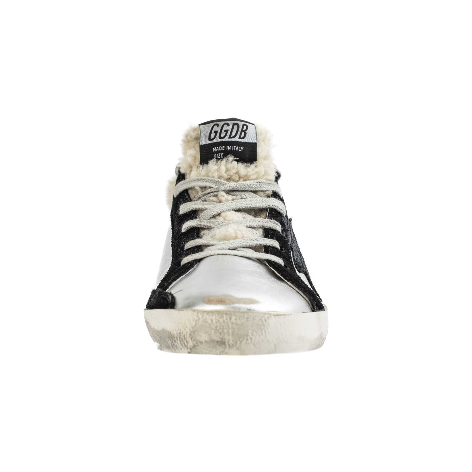 Golden Goose Sabots in silver laminated leather