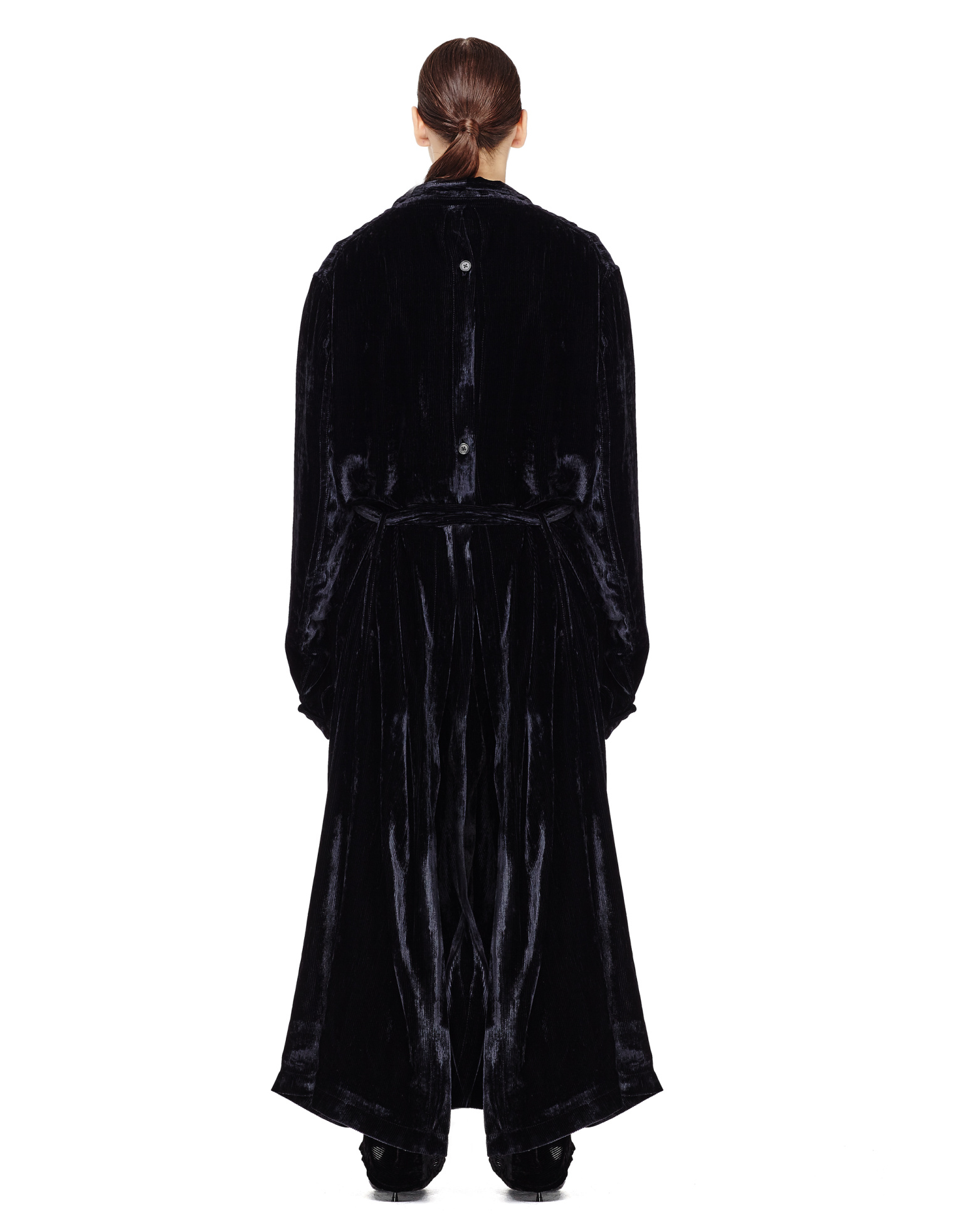 Ann Demeulemeester Плащ-халат из вельвета в пол
