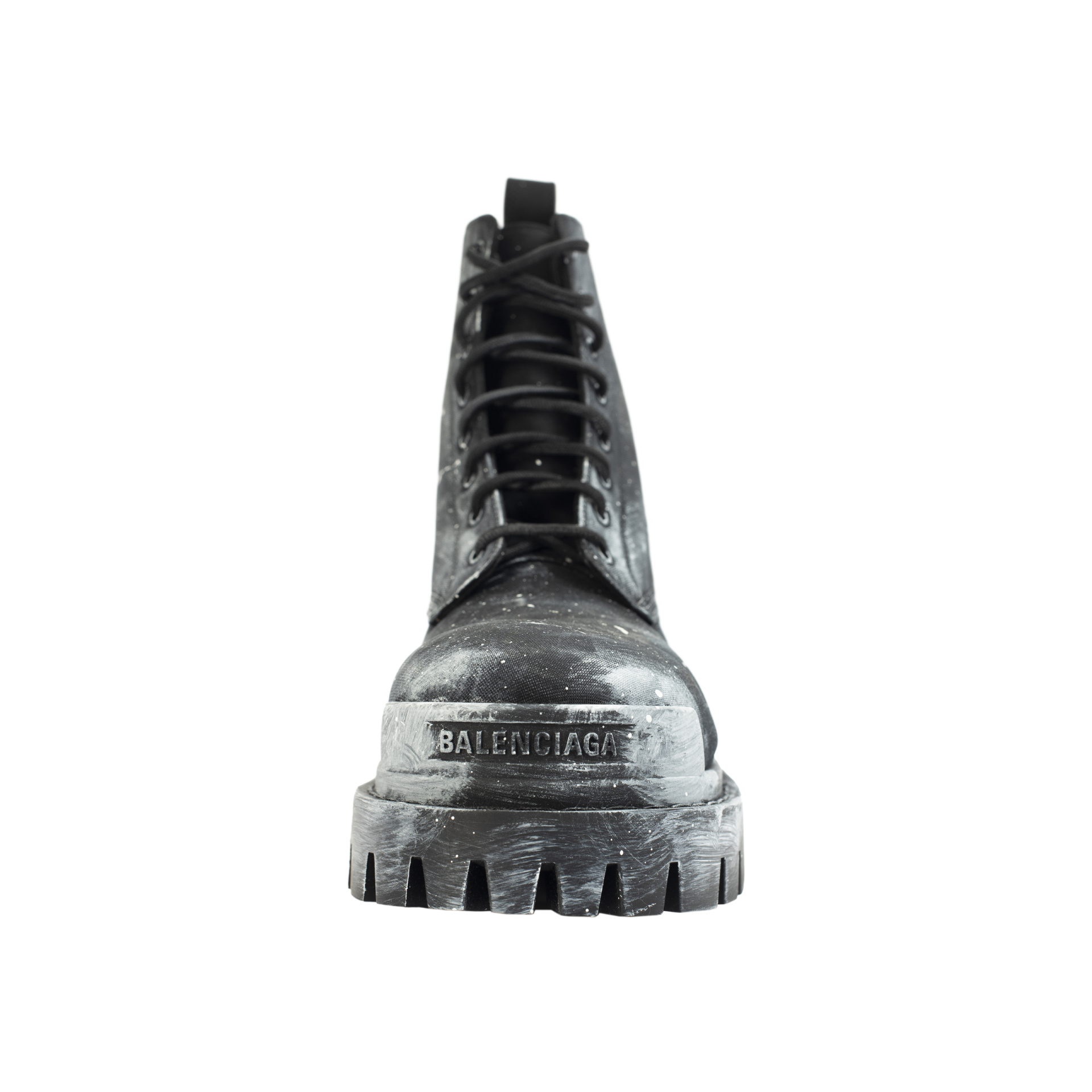 Balenciaga Black Strike Boots with painted effect