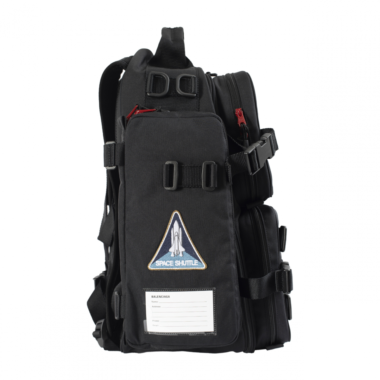 Balenciaga Black Space Backpack in embroidered NASA