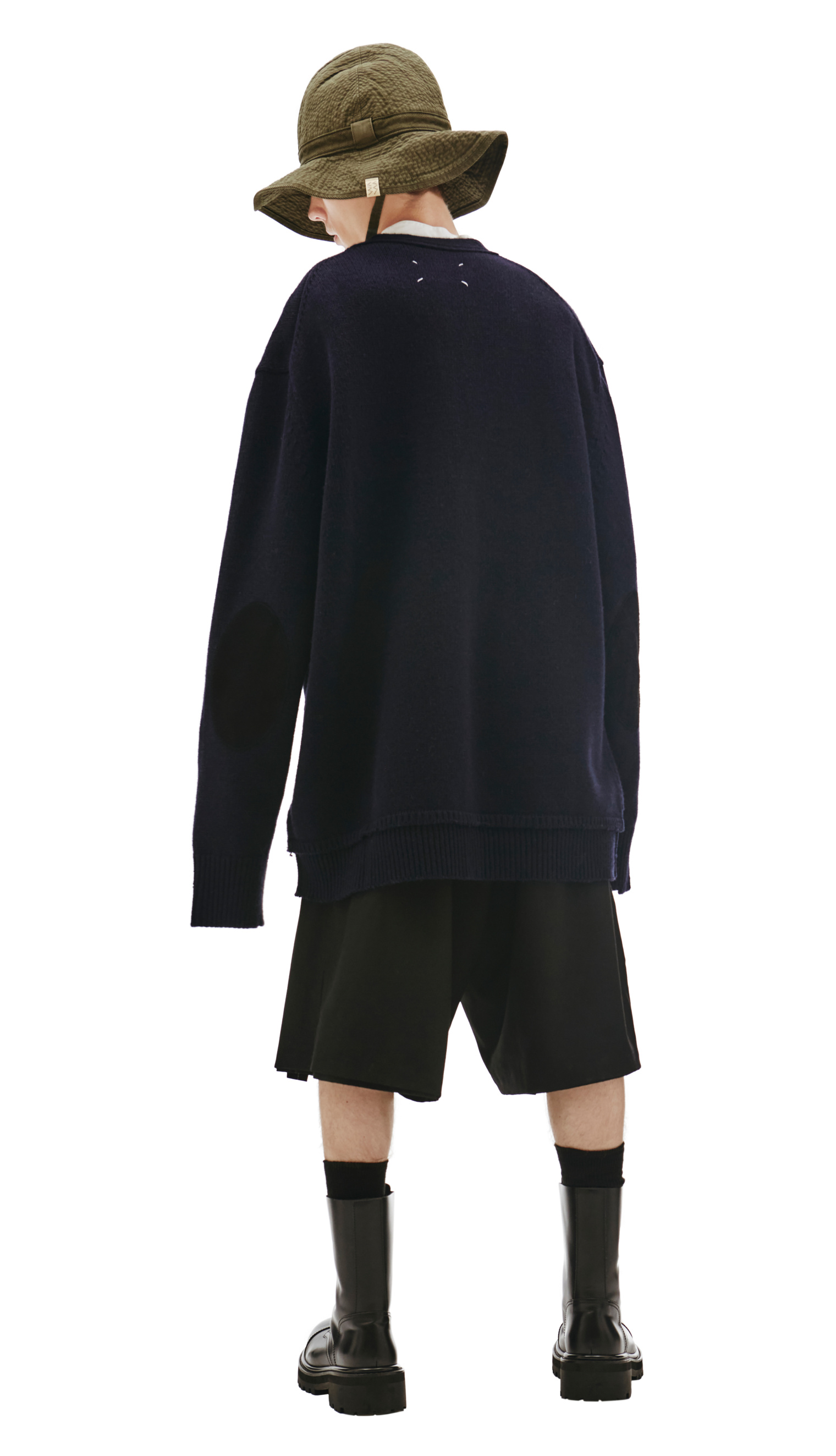 Maison Margiela Navy Blue Wool Cardigan