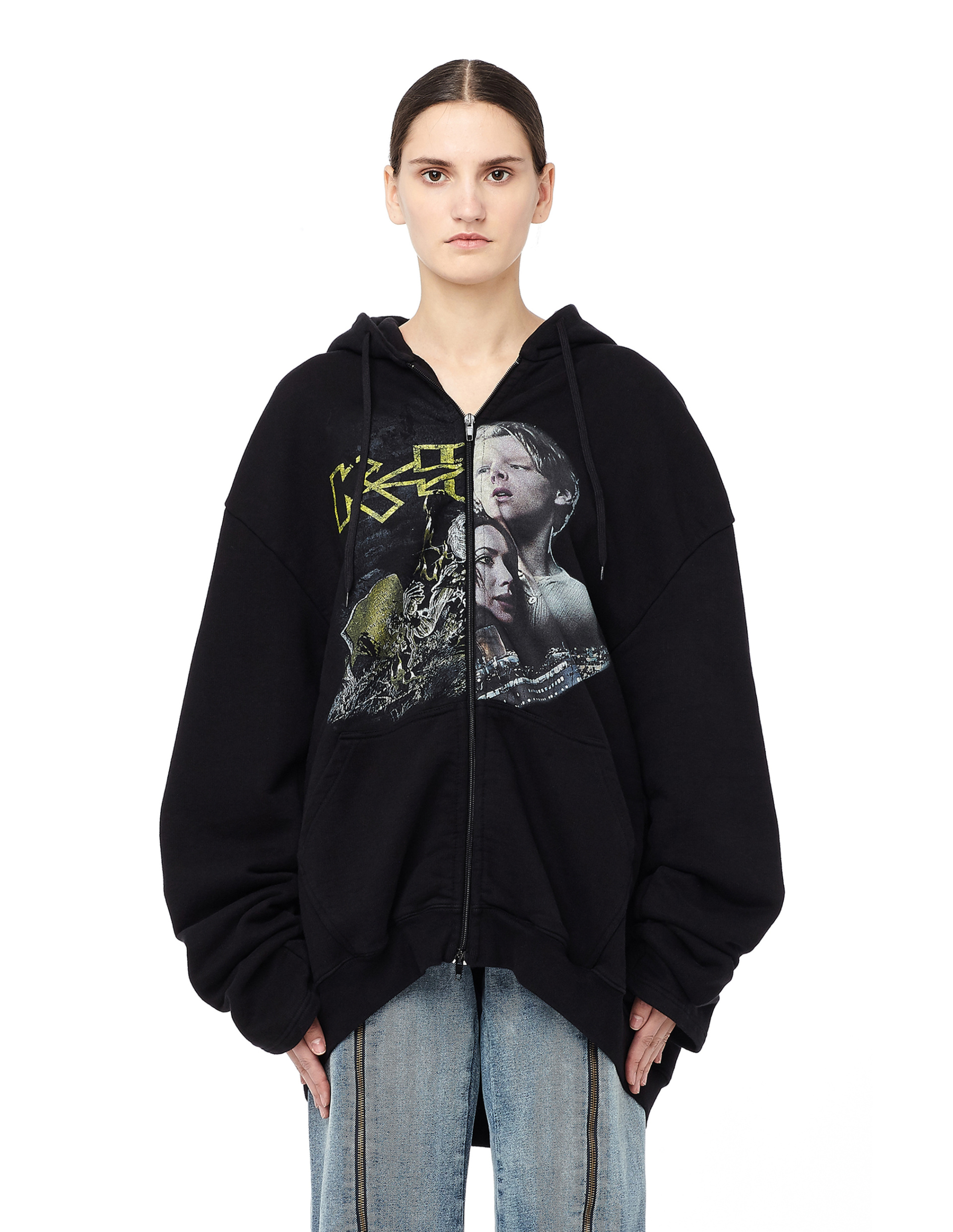 VETEMENTS Titanic Print Cotton Zip Up Hoodie