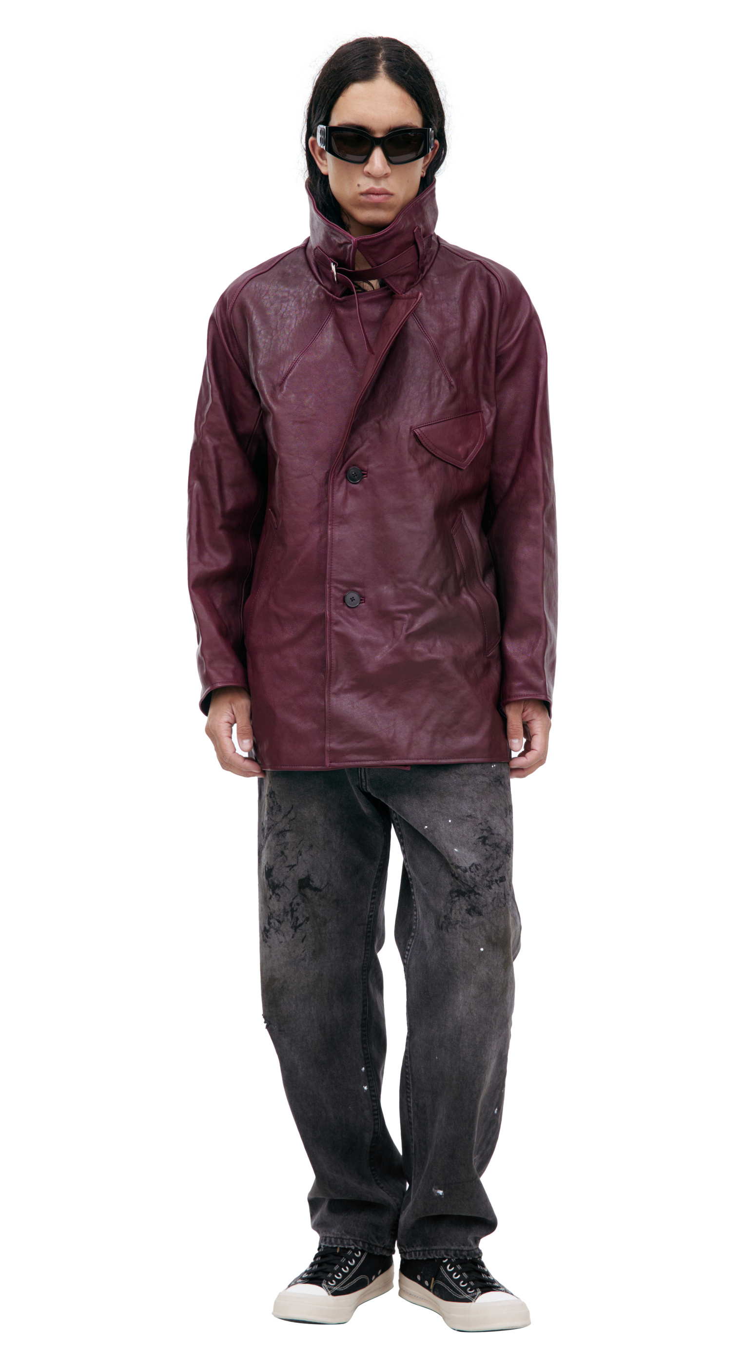 Enfants Riches Déprimés Burgundy leather jacket
